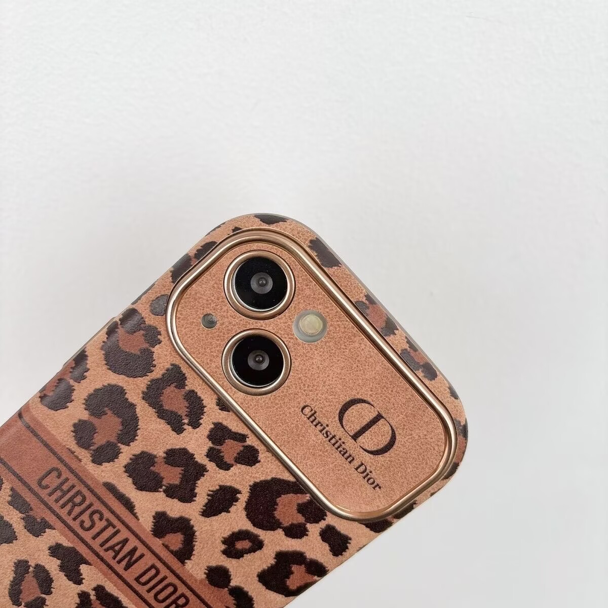 Dior Leopard Velvet Vintage Leather iPhone Case