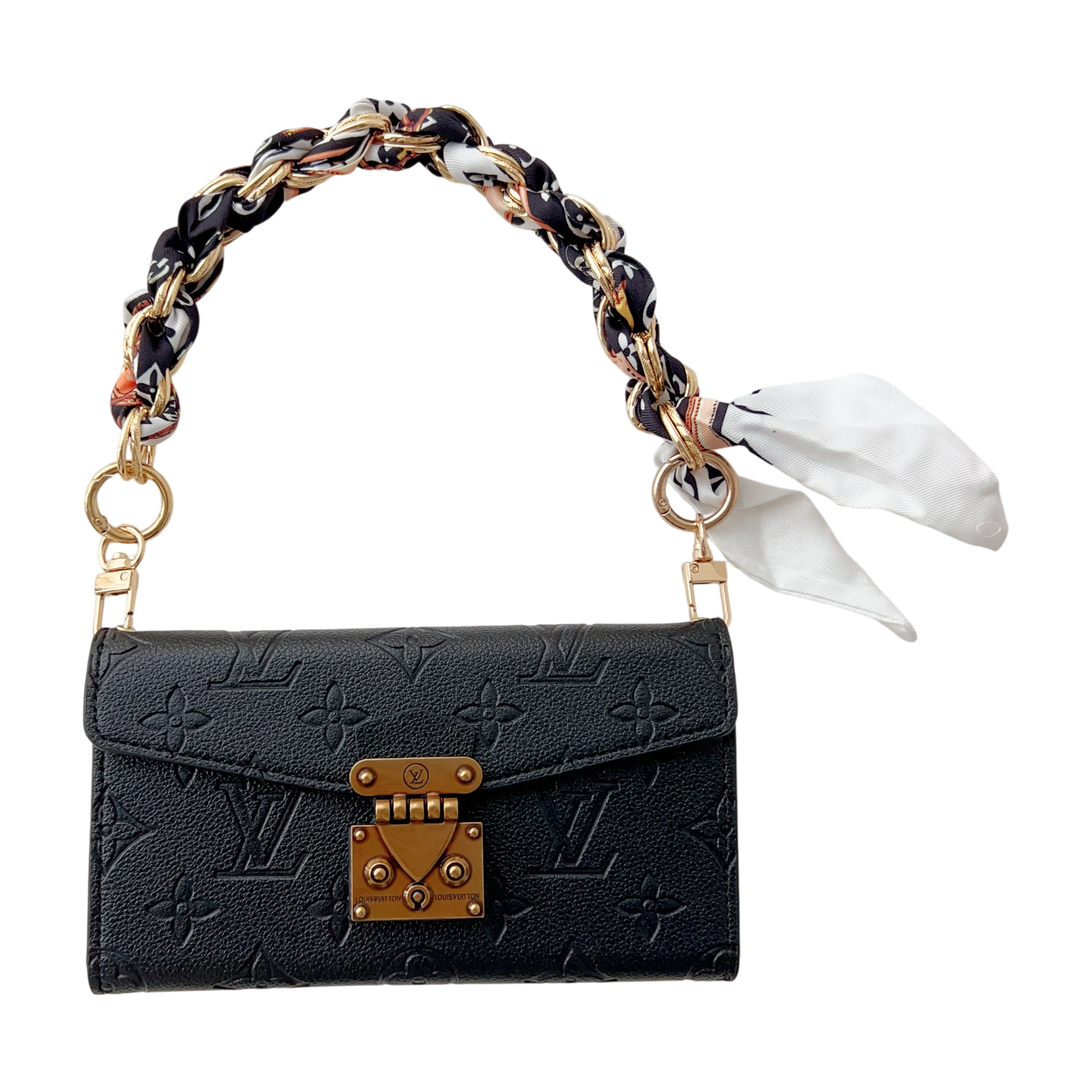 Louis Vuitton Monogram iPhone Wallet Case Magnetic Flip Cover With Weave the hand strap