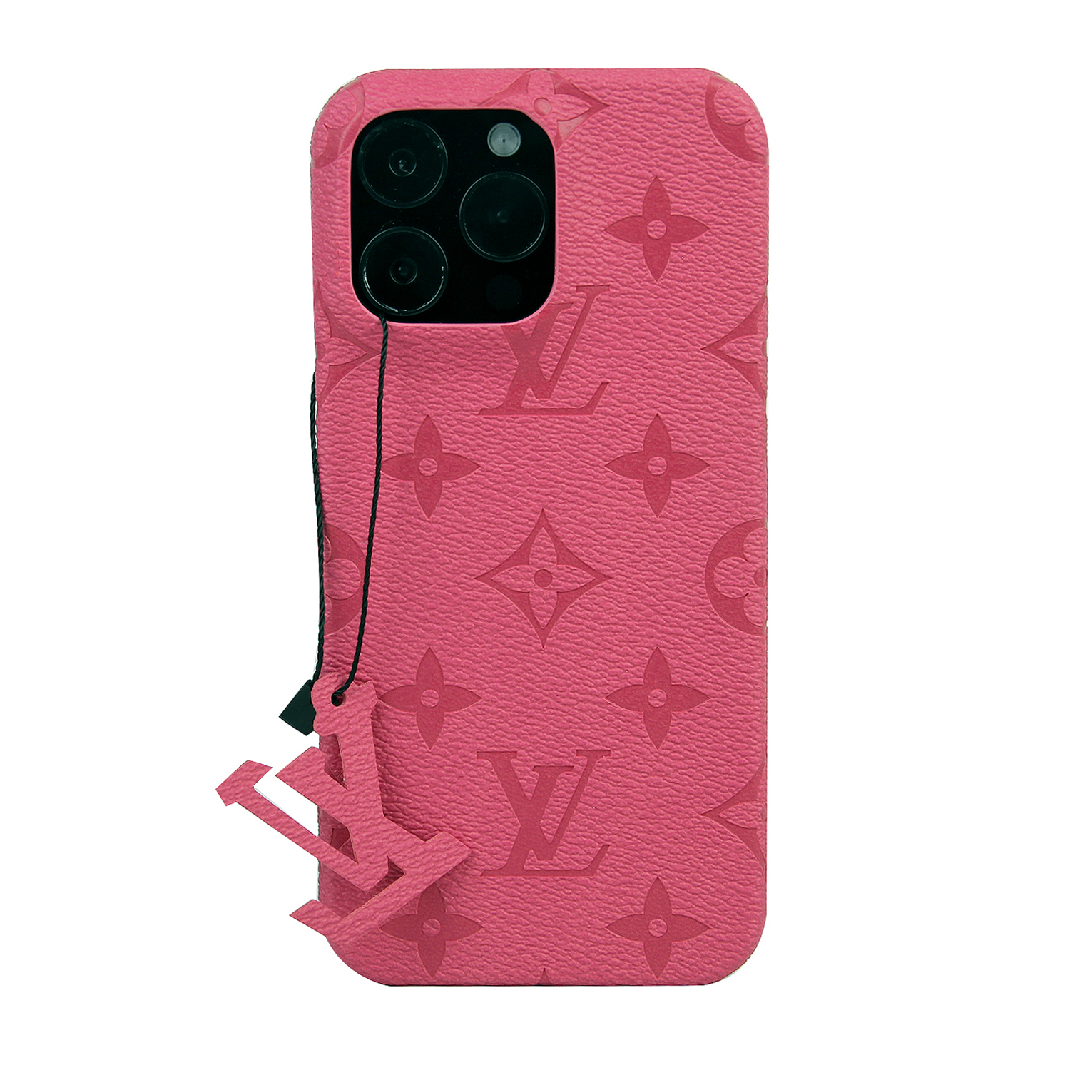 Lettering Vintage Leather V iPhone Case With small logo pendant