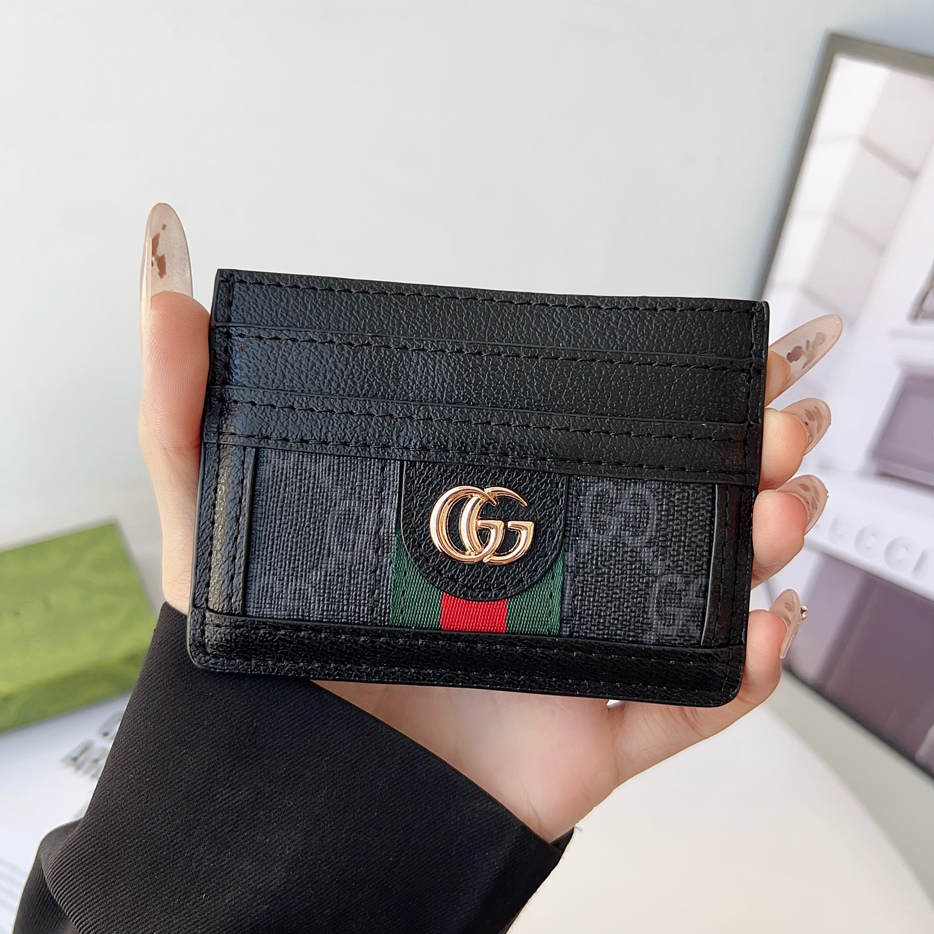 Gucci Black Leather Wallet Card Holder