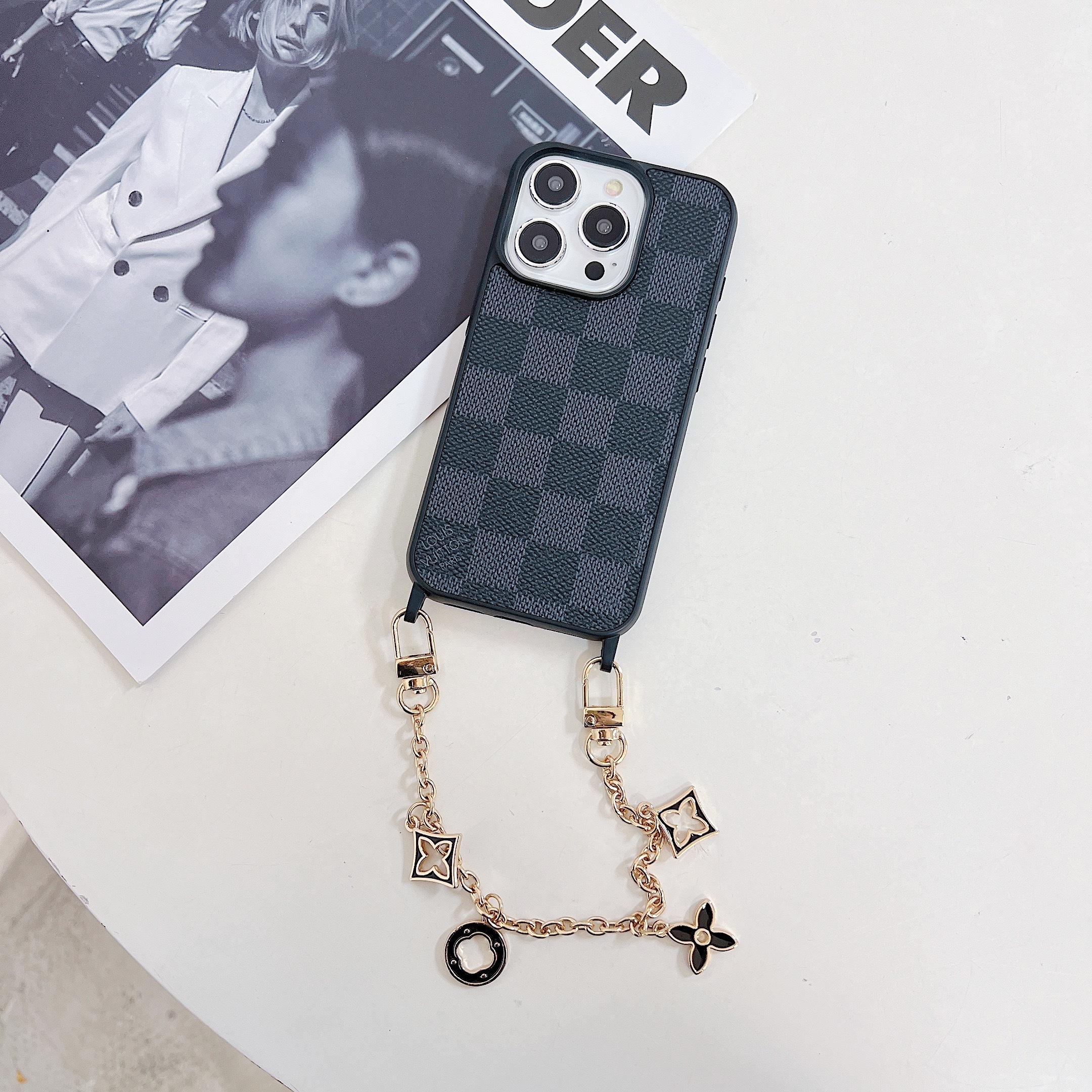 Louis VuittonVintage Leather iPhone Wallet Case With Chain