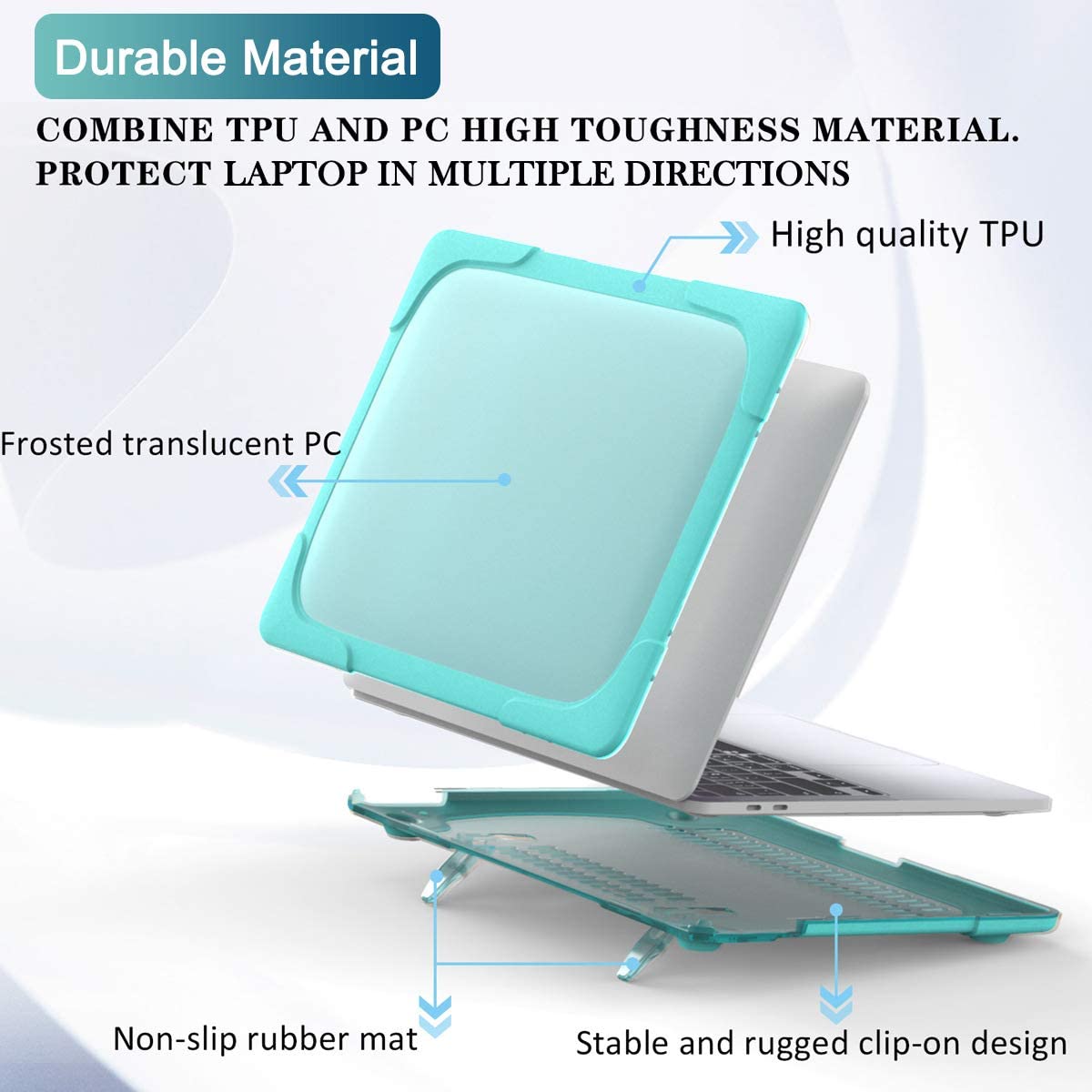 MacBook Case Heavy Duty with Folding Stand - Light blue
