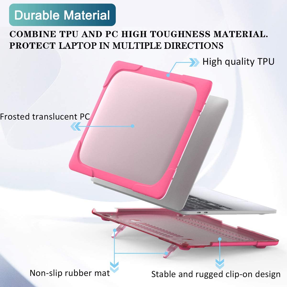 MacBook Case Heavy Duty with Folding Stand - Rose Red