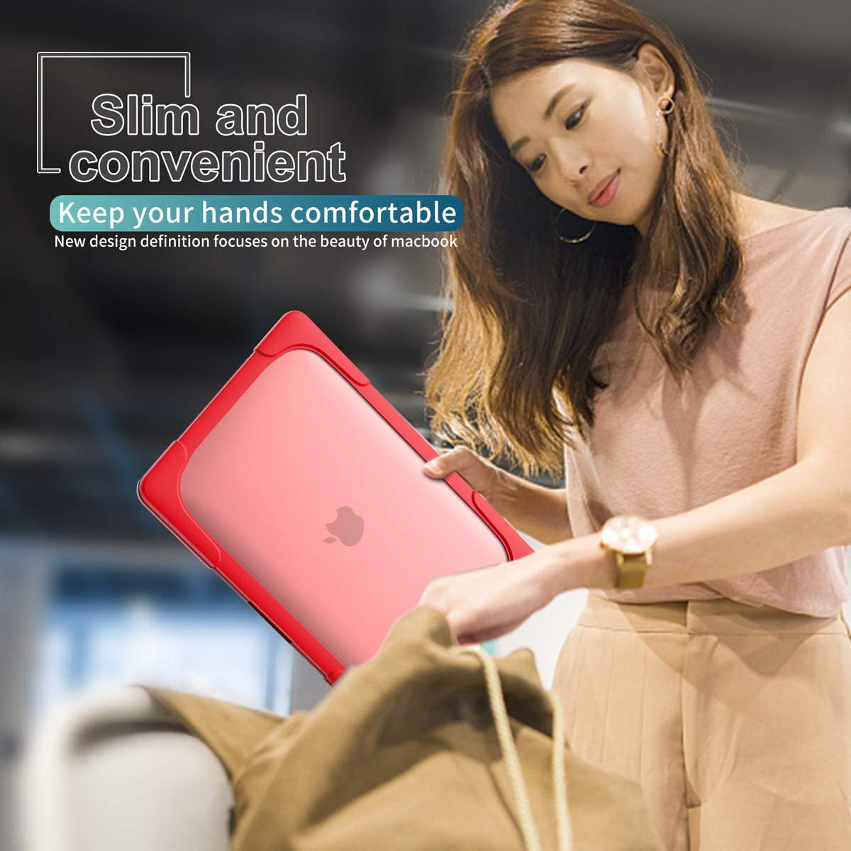 MacBook Case Heavy Duty  with Folding Stand - Red