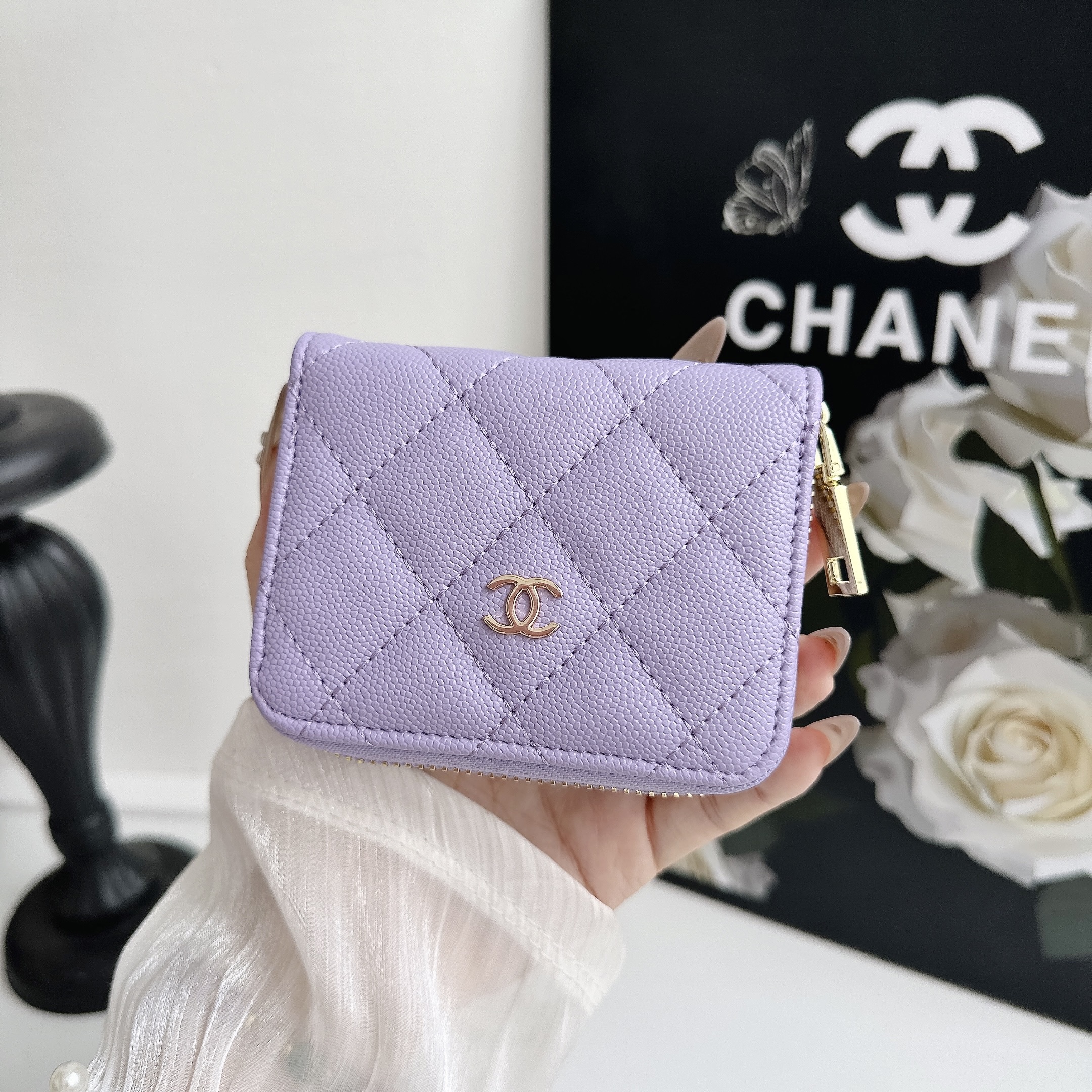 Luxury Leather Zipper Wallet Card Holder & Coin Purse