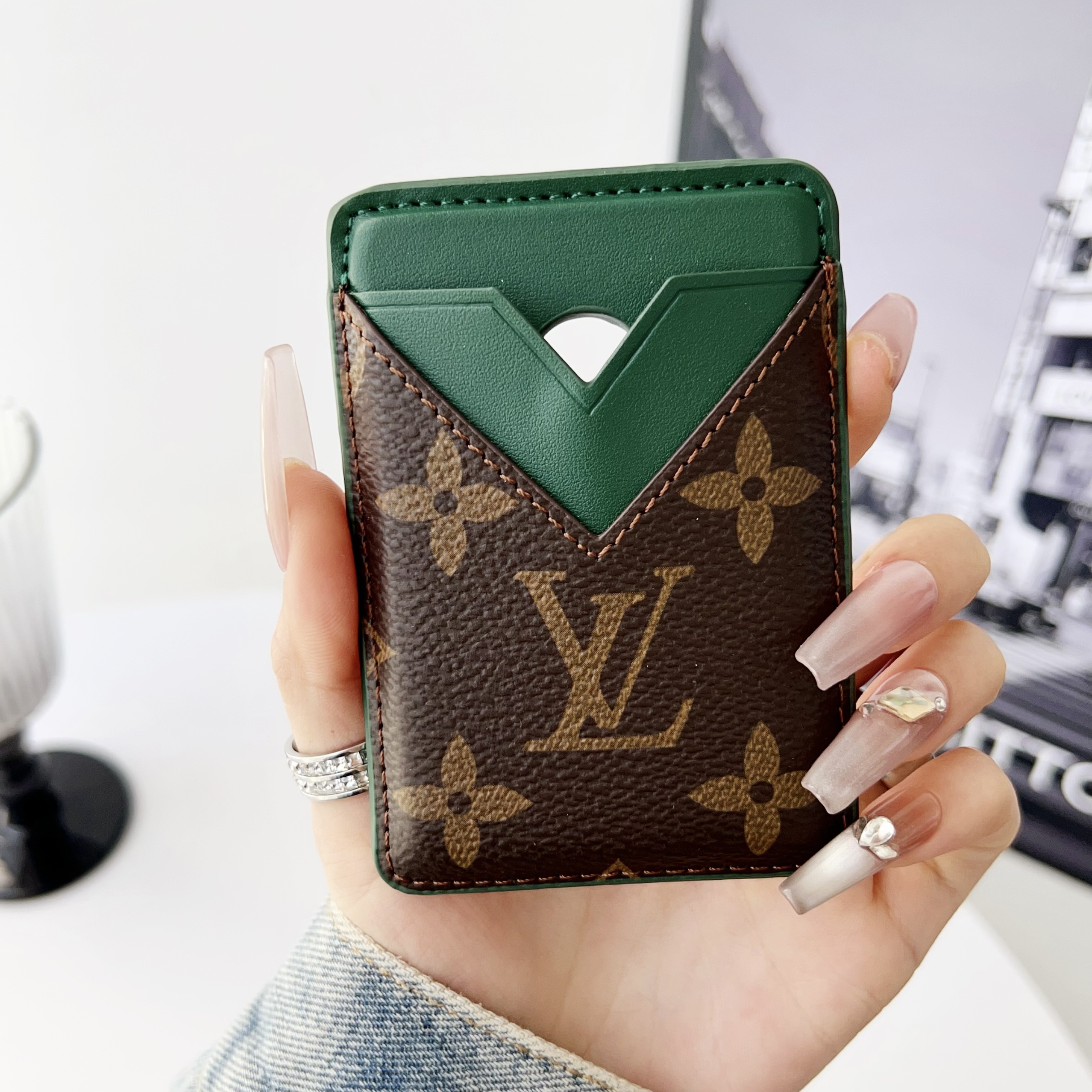 Magnetic Leather Wallet Card Holder For iPhone