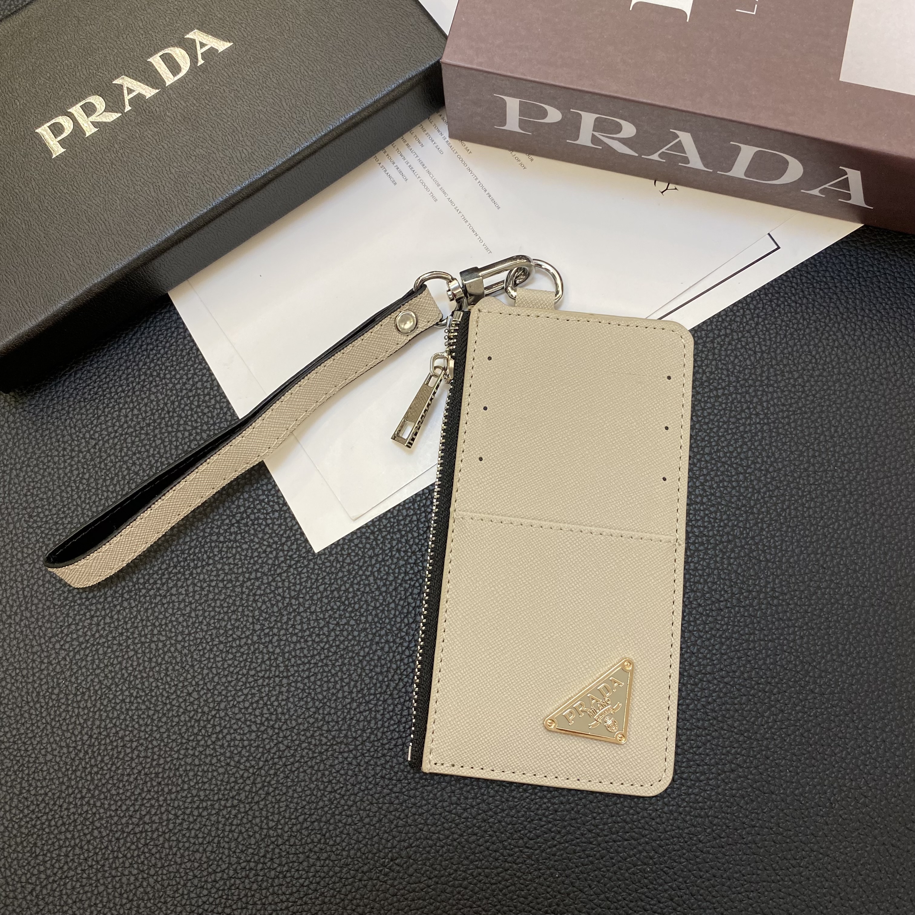 Luxury Leather Zipper Wallet Card Holder & Coin Purse With Bracelet