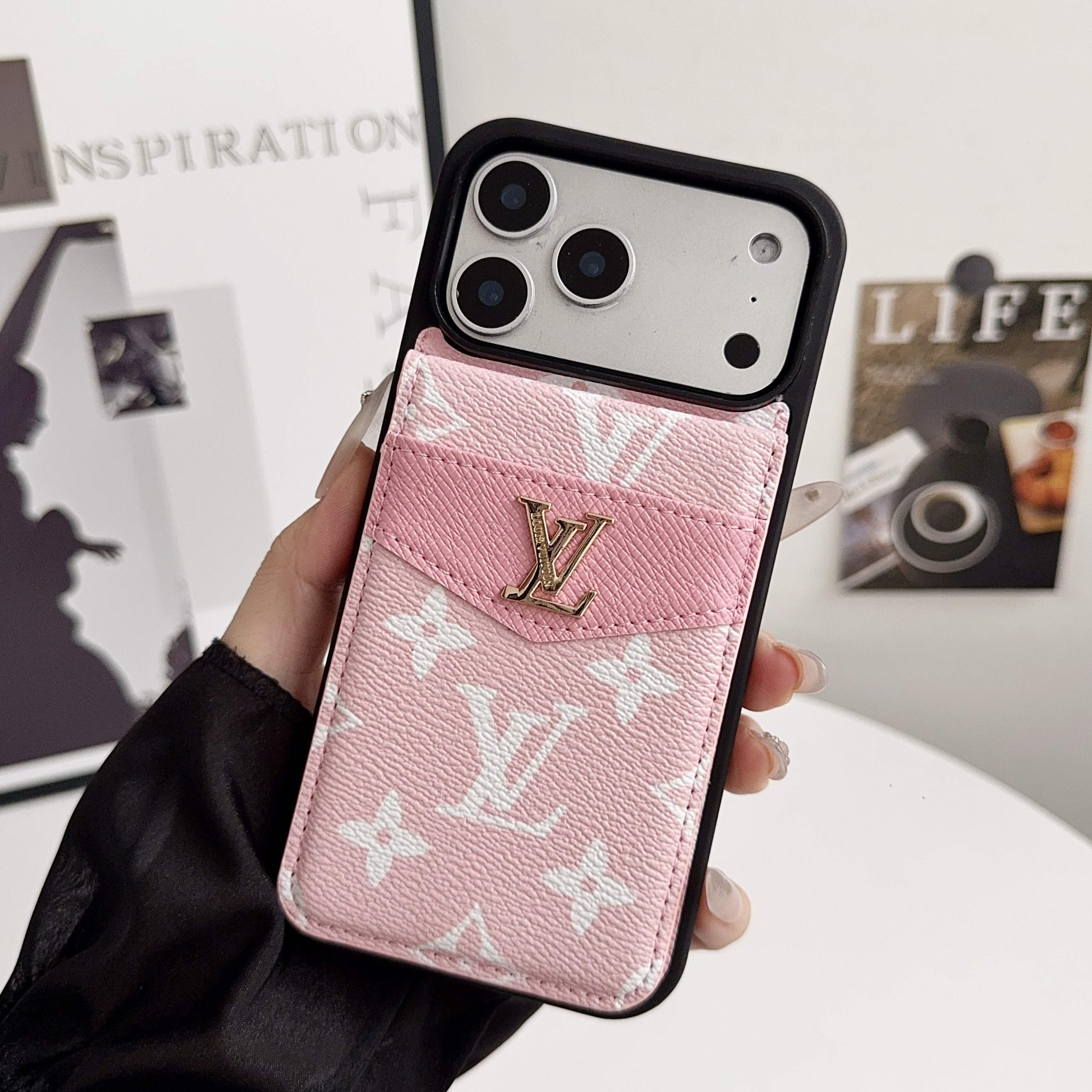 Louis Vuitton Gucci Monogram Leather iPhone Wallet Case Magnetic Flip Case with Stand Support