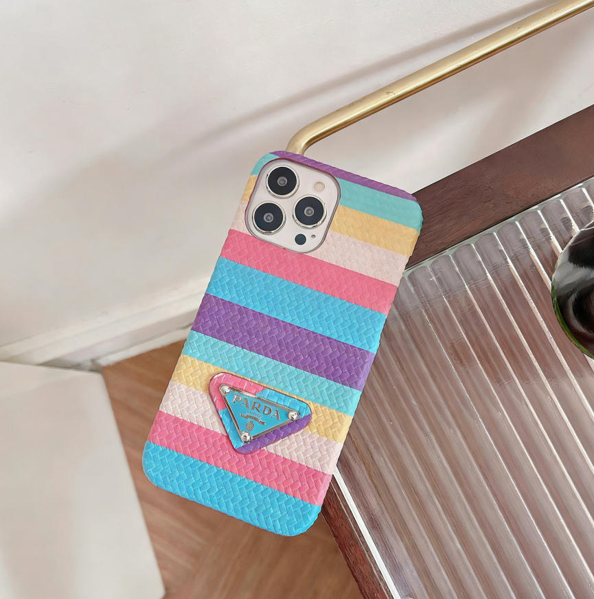 Prada Rainbow Woven Leather iPhone Case
