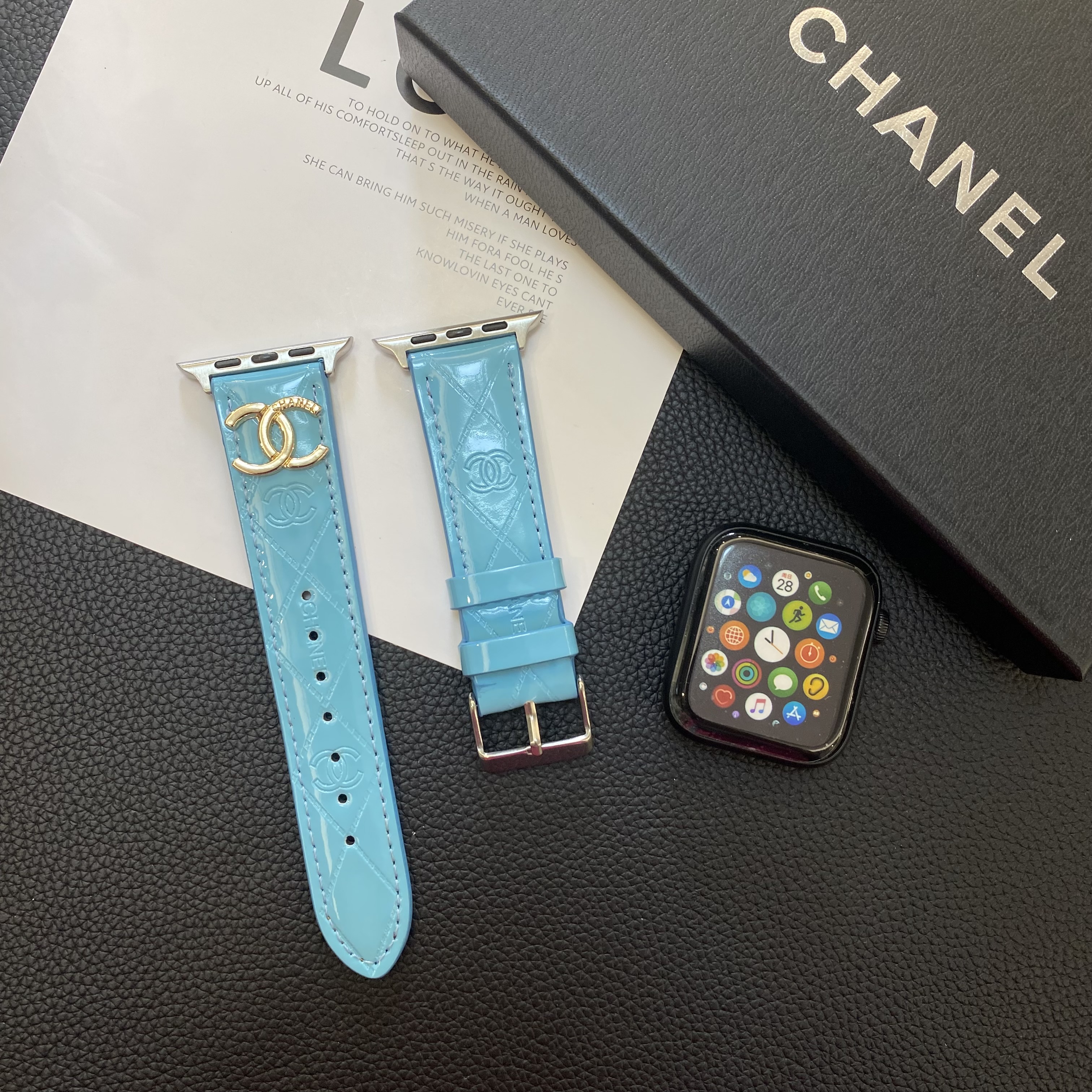 Luxury leather Shiny Apple Watch Bands