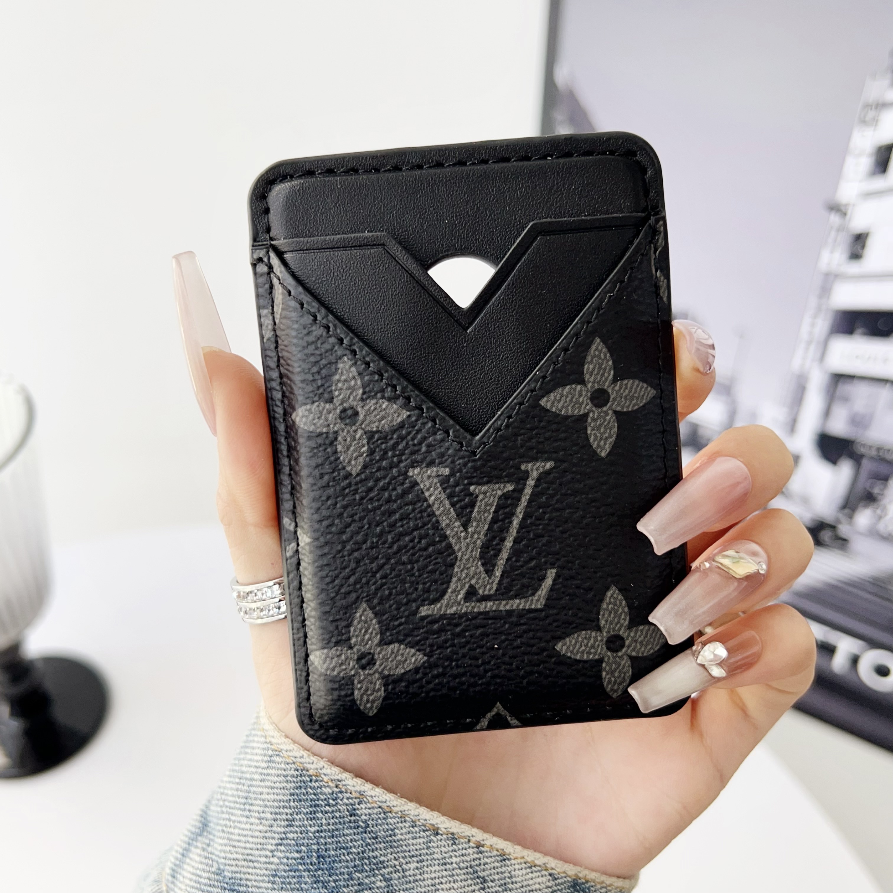 Magnetic Leather Wallet Card Holder For iPhone