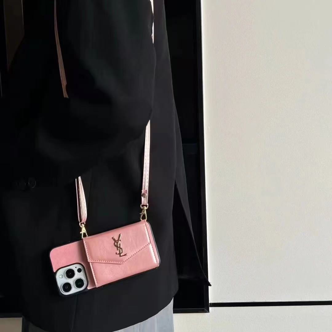 Leather iPhone Wallet Case With Crossbody Strap