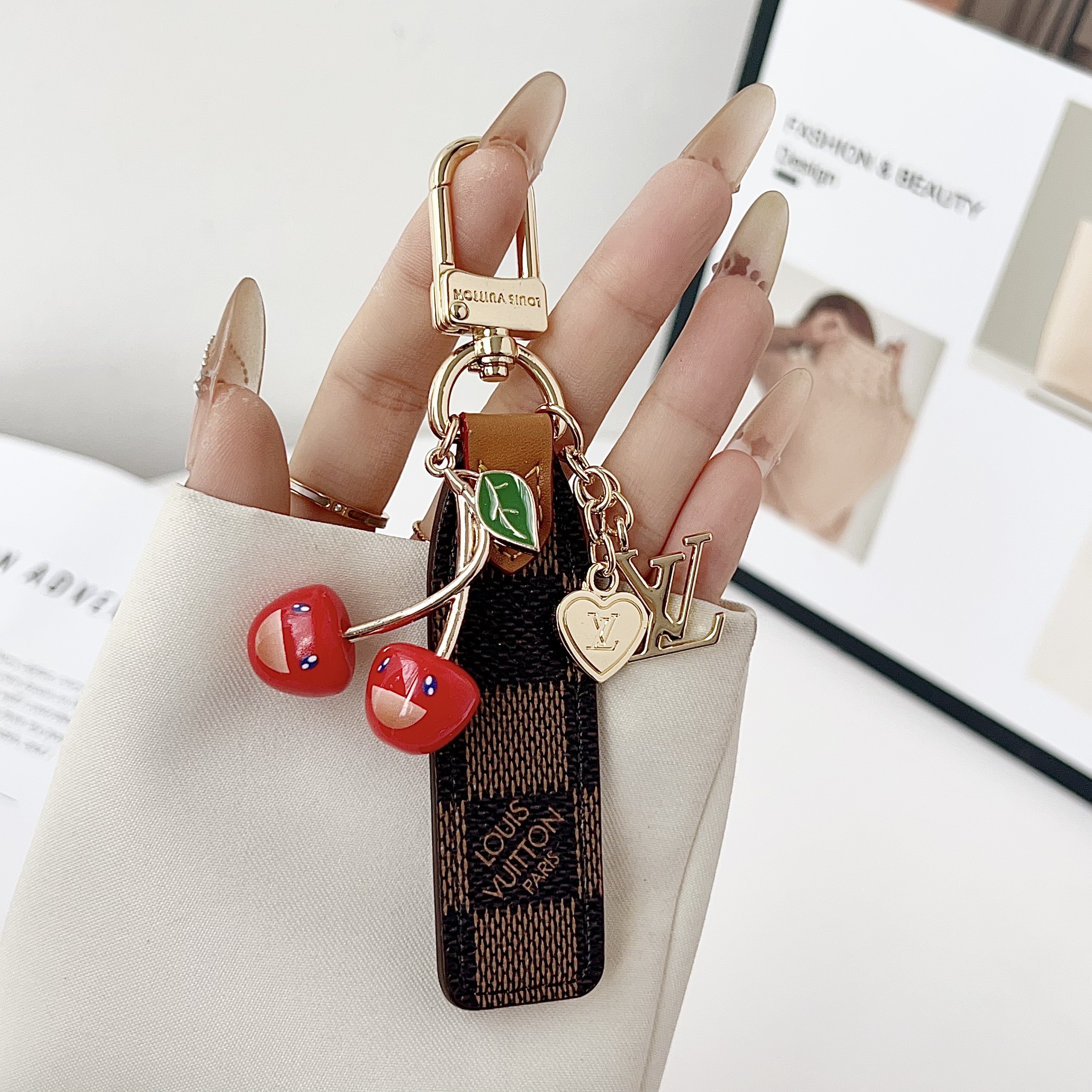 Louis Vuitton Luxury Cherry Pendant Keychain