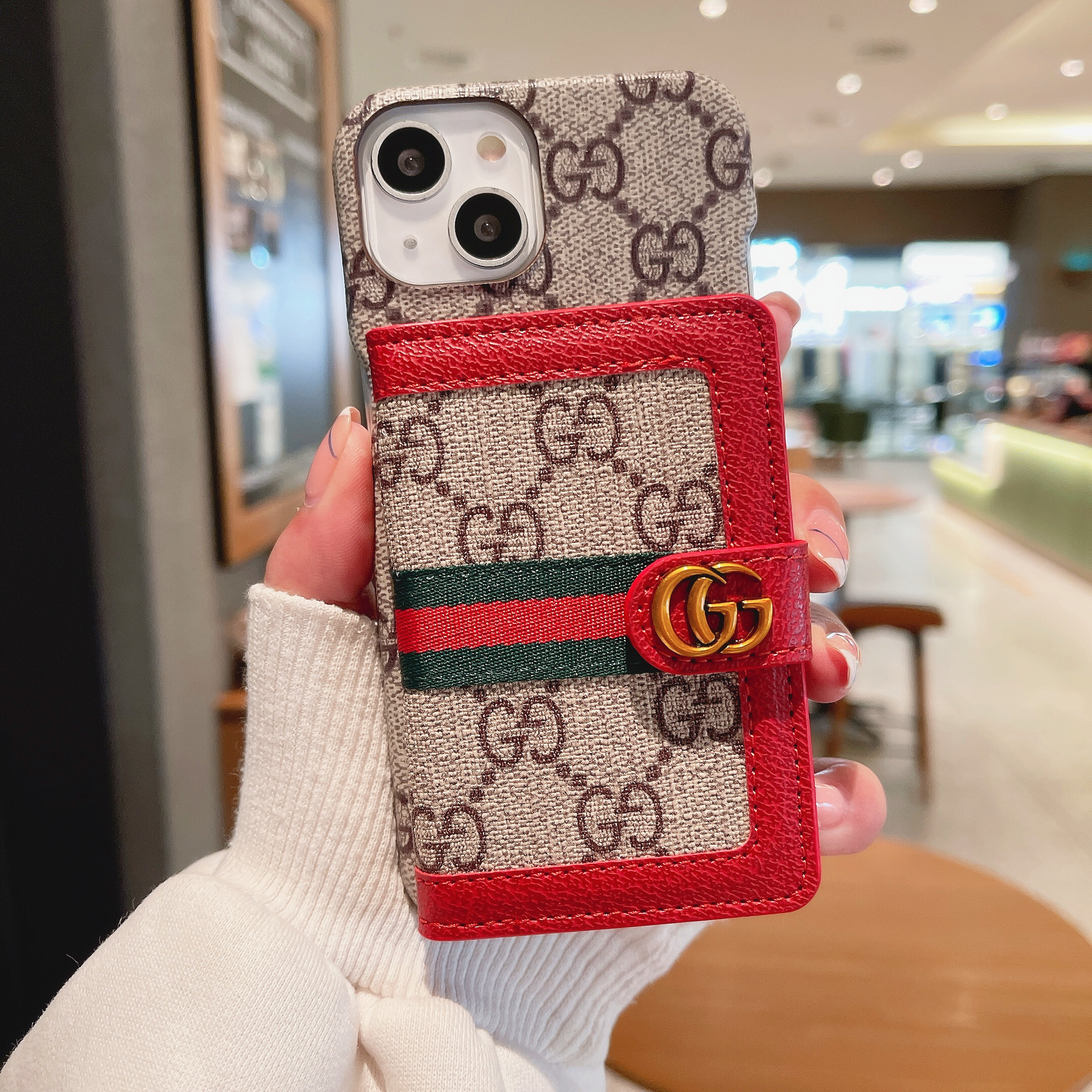 Gucci Leather iPhone Wallet Case