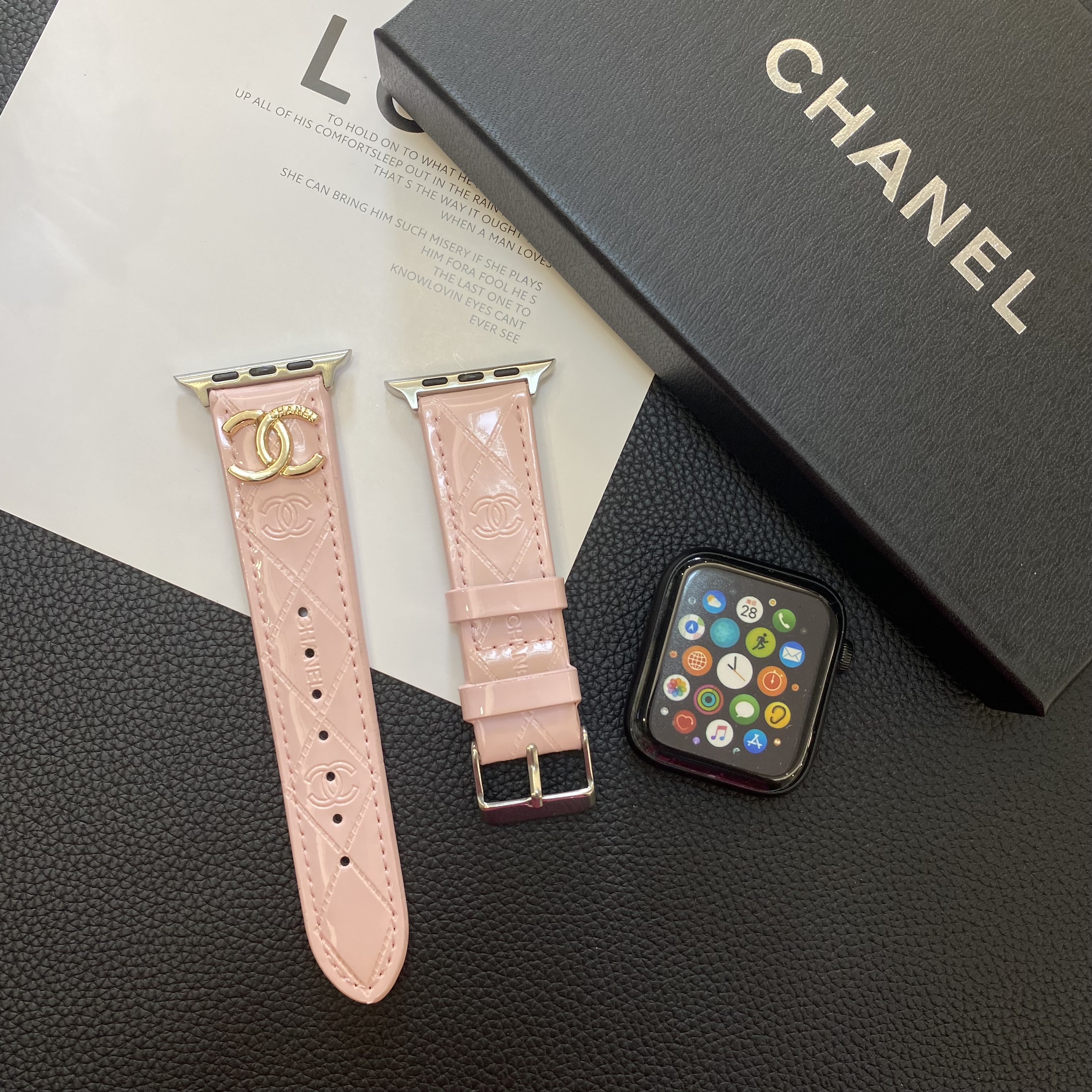 Luxury leather Shiny Apple Watch Bands