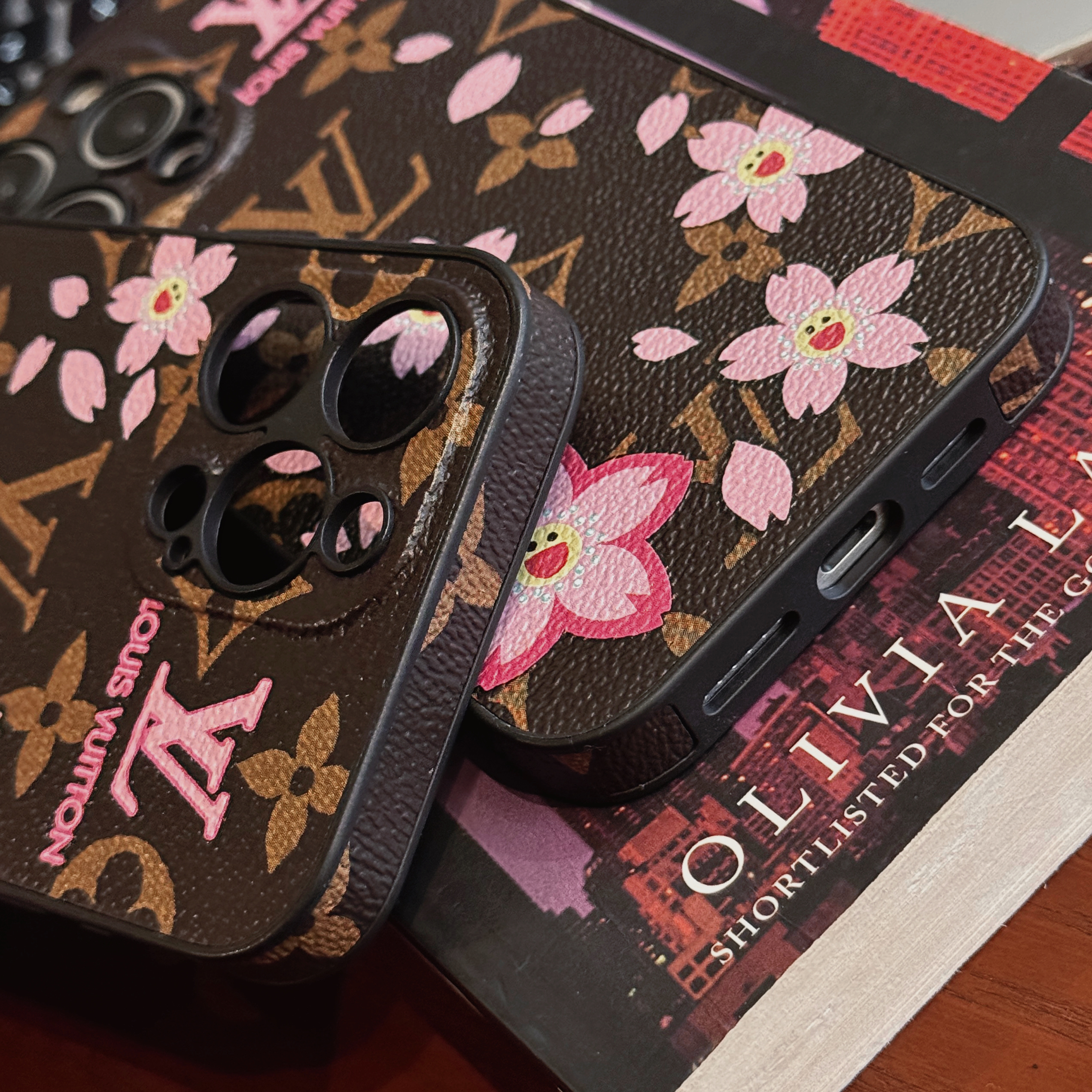 Louis Vuitton Cherry blossoms Leather iPhone Case