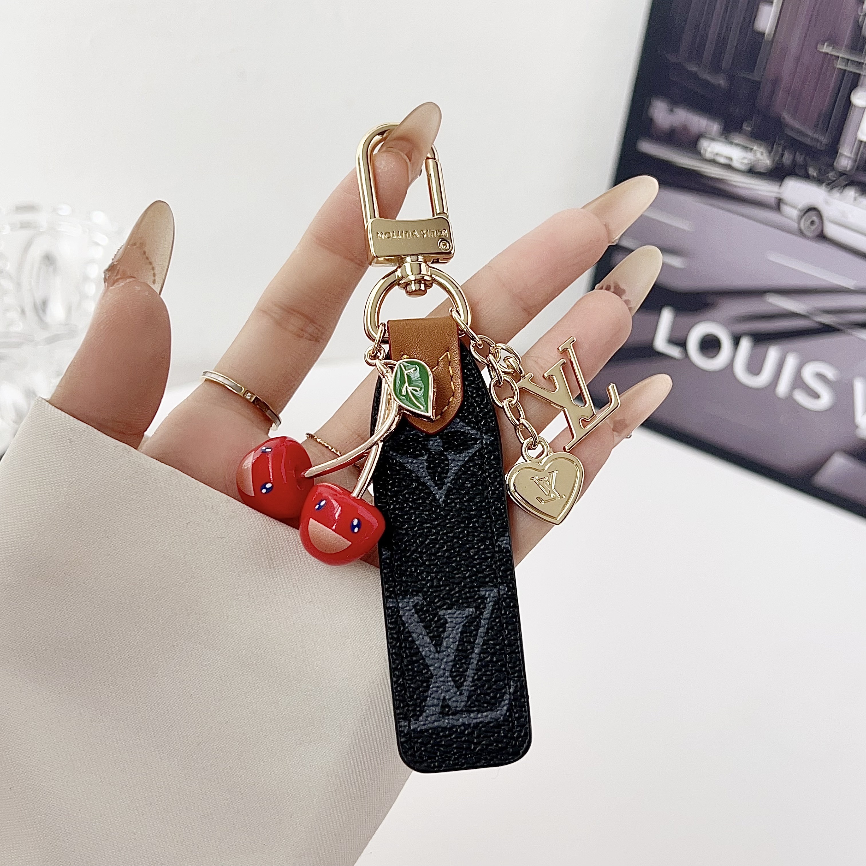 Louis Vuitton Luxury Cherry Pendant Keychain