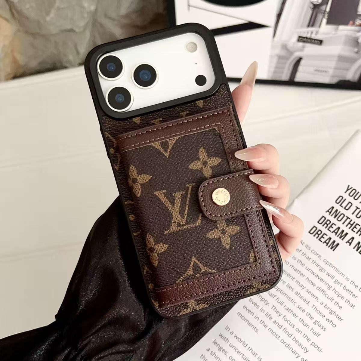 Monogram Leather iPhone Wallet Case