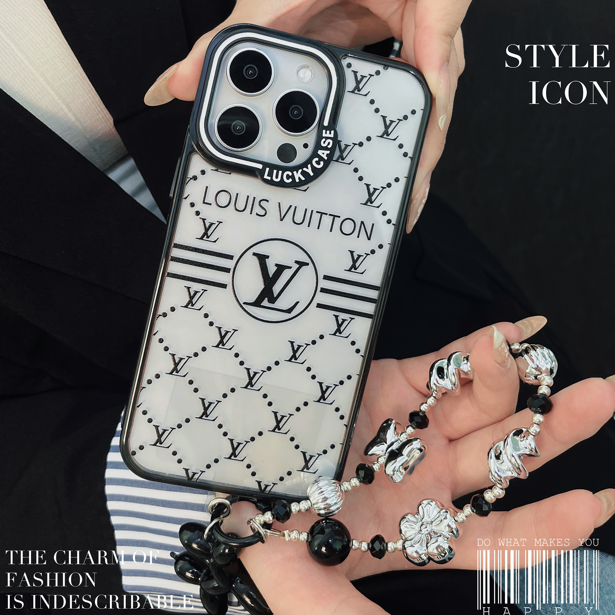 Louis Vuitton iPhone Case with Acrylic Chain