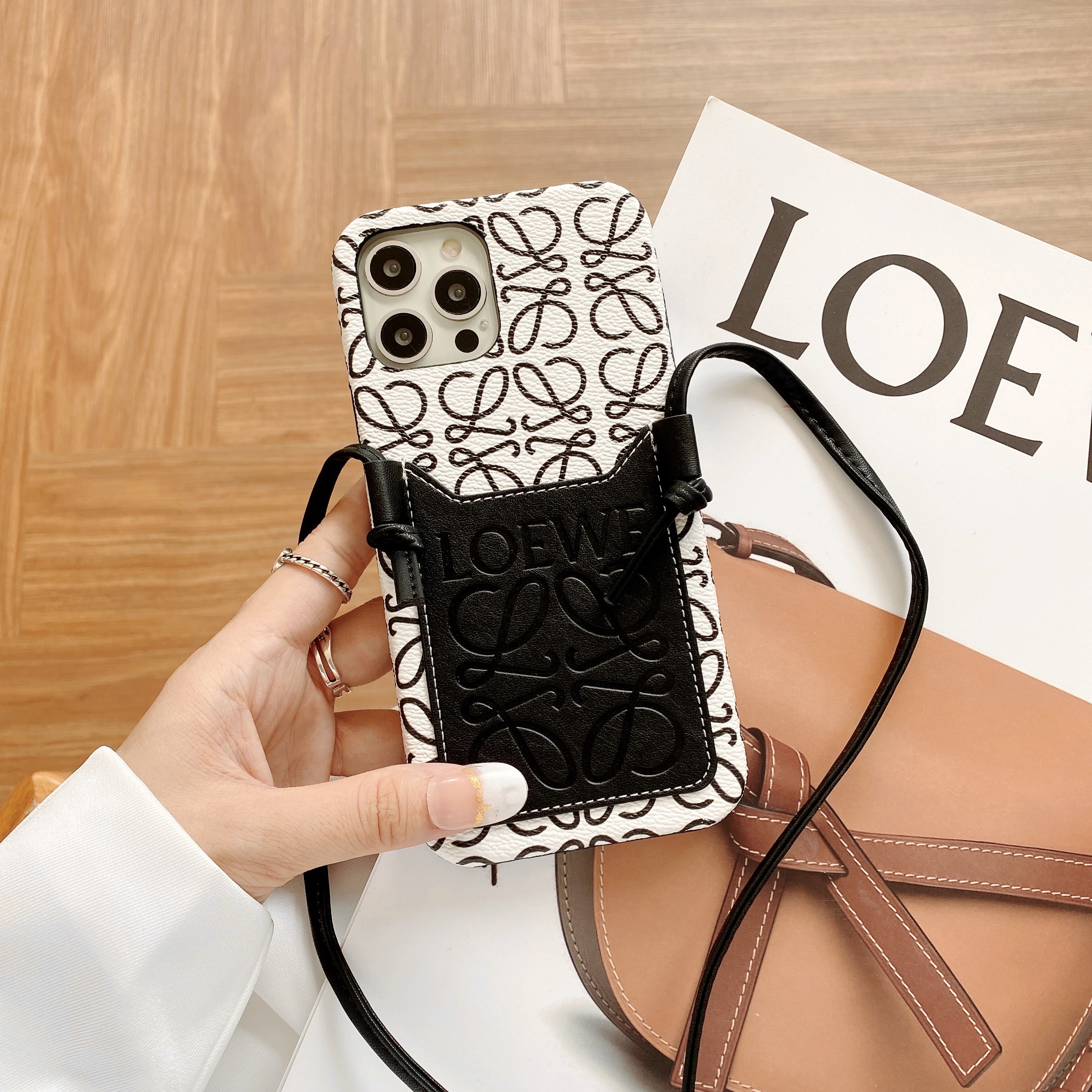Leather iPhone Wallet Case With Crossbody Strap