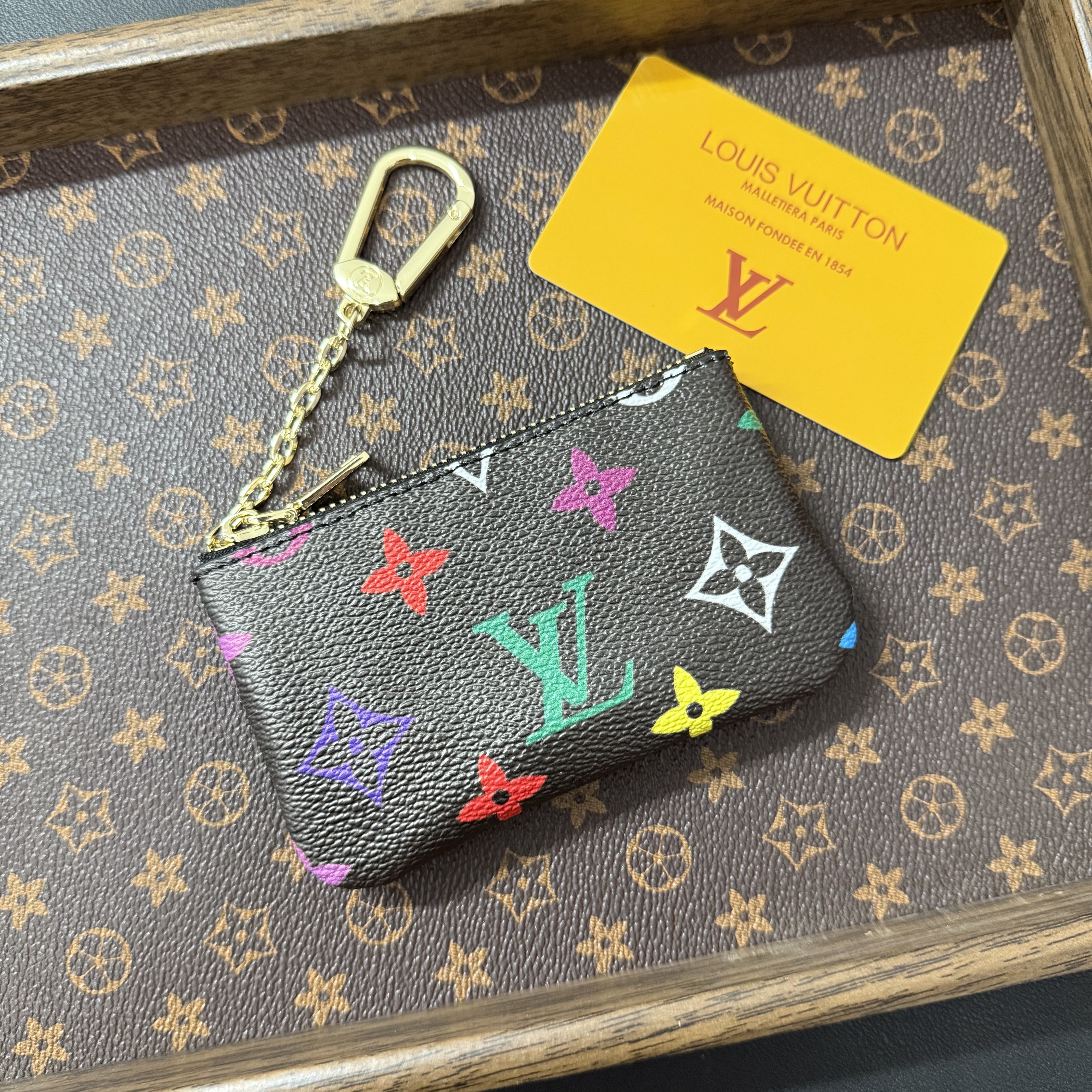 Luxury Leather Coin Purse with Keychain & Hook