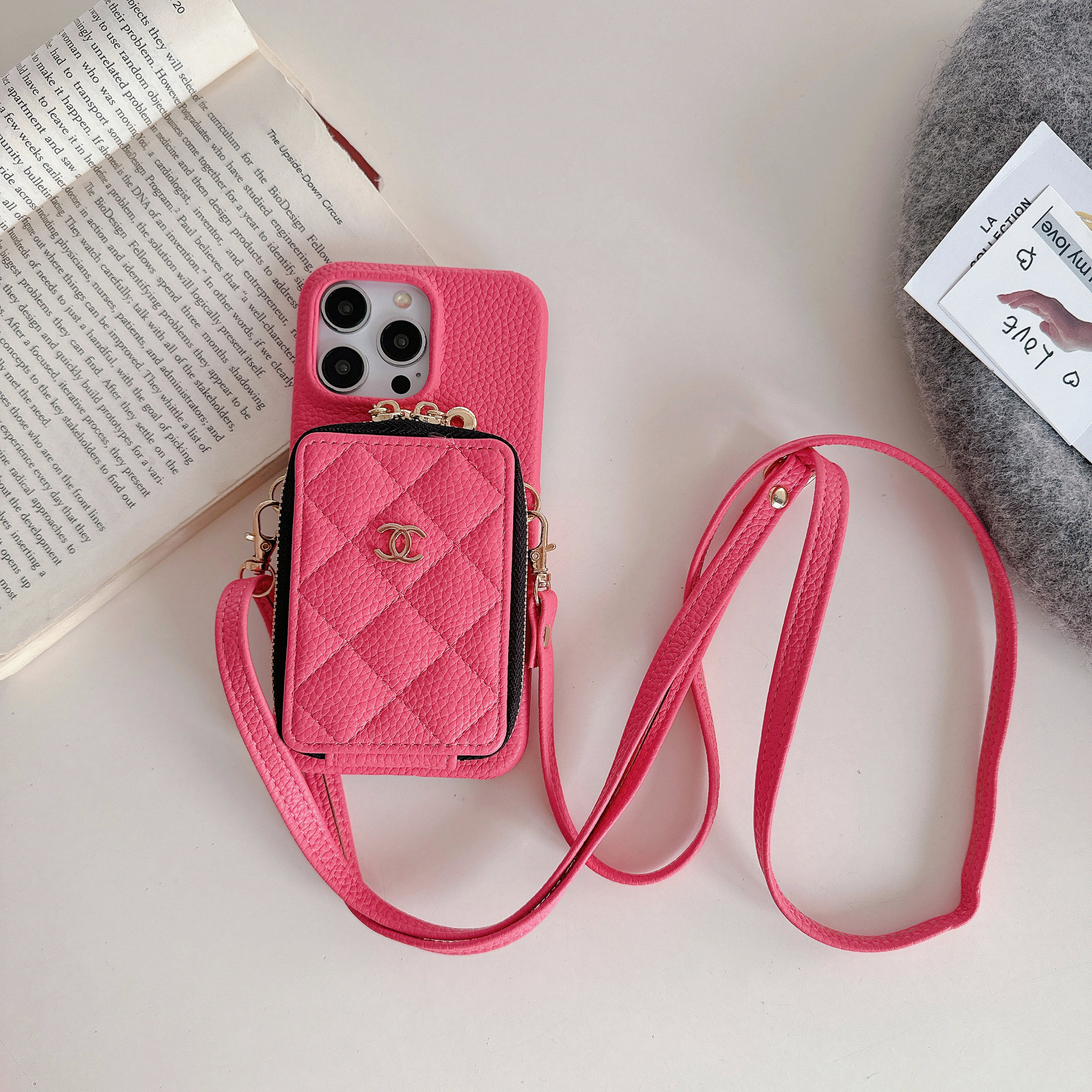 Chanel Leather iPhone Wallet Case With Crossbody Strap