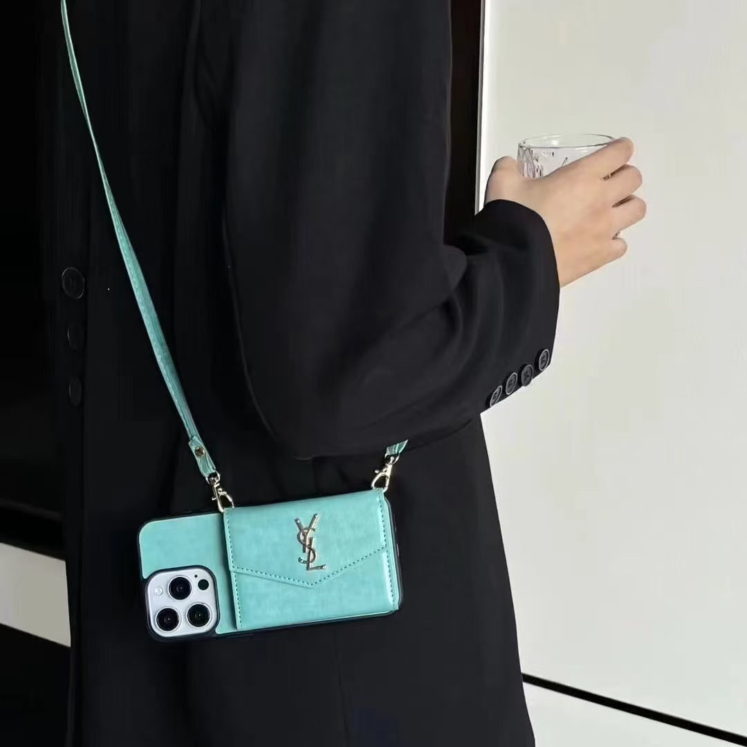 Leather iPhone Wallet Case With Crossbody Strap