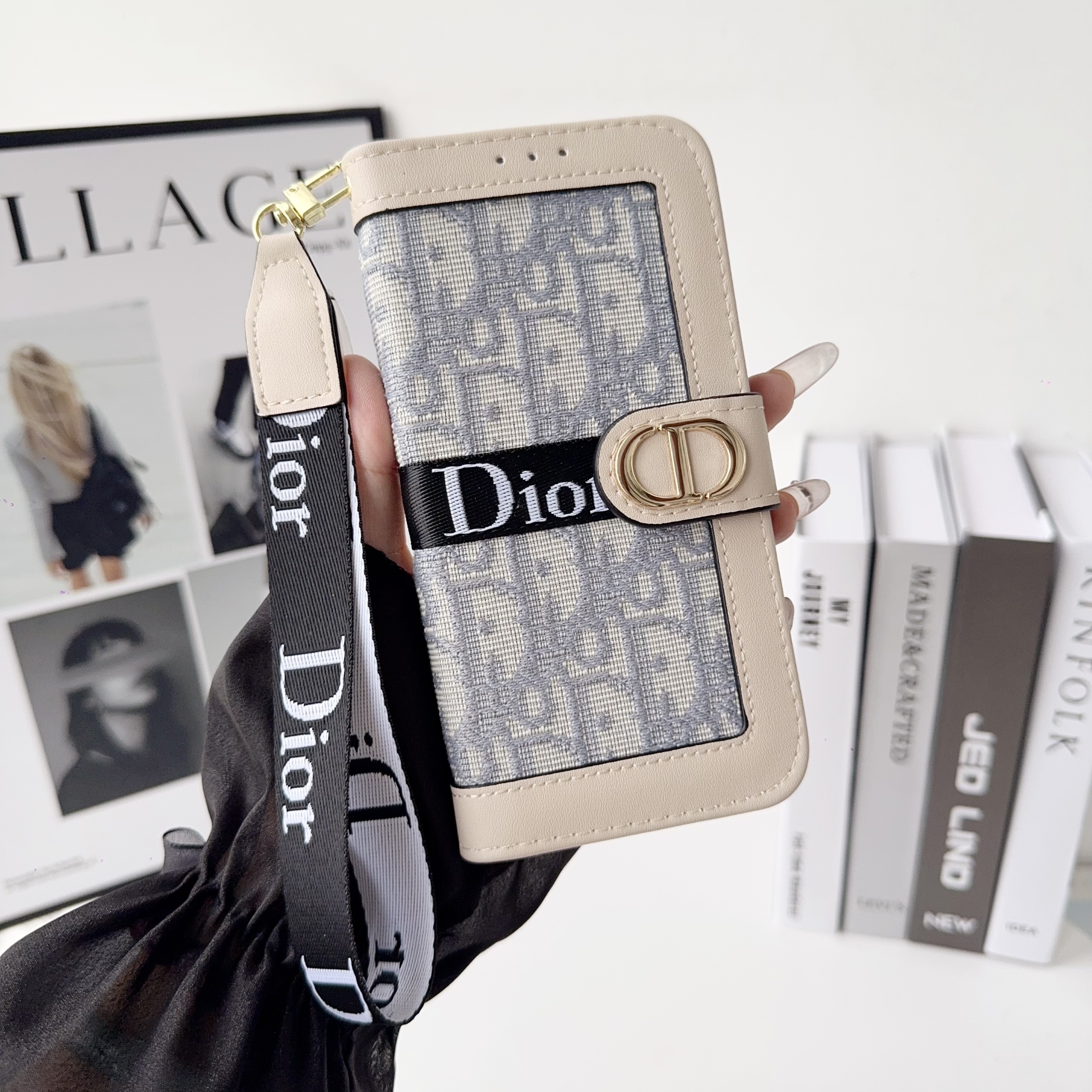 Dior Embroidered canvas iPhone Wallet Case