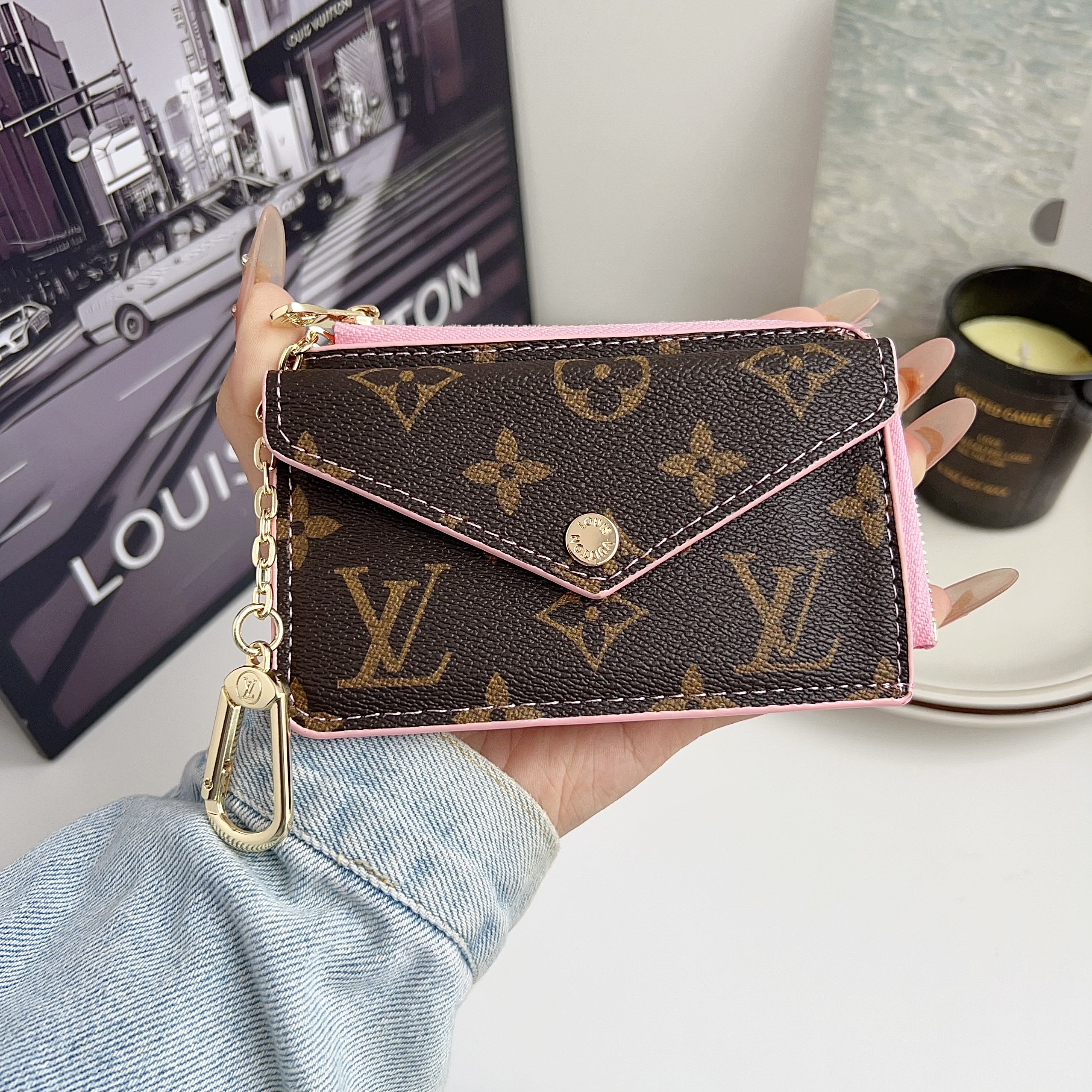 Louis Vuitton,Gucci Luxury Leather Zipper Wallet Card Holder & Coin Purse