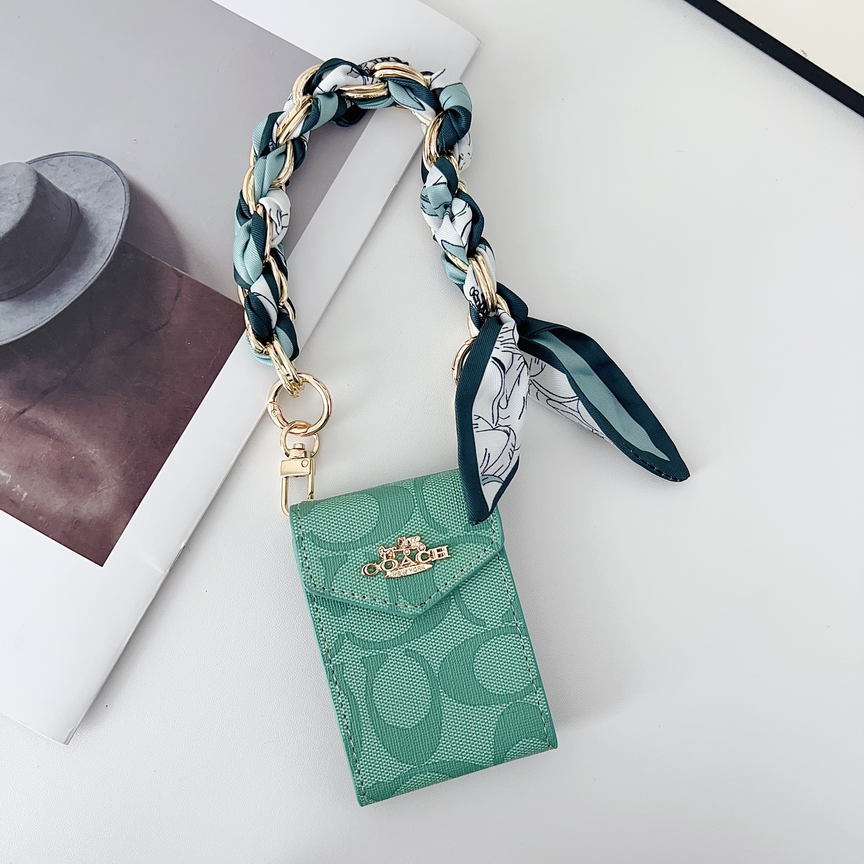 Coach Classic Luxury Leather Wallet Card Holder Braided Bracelet
