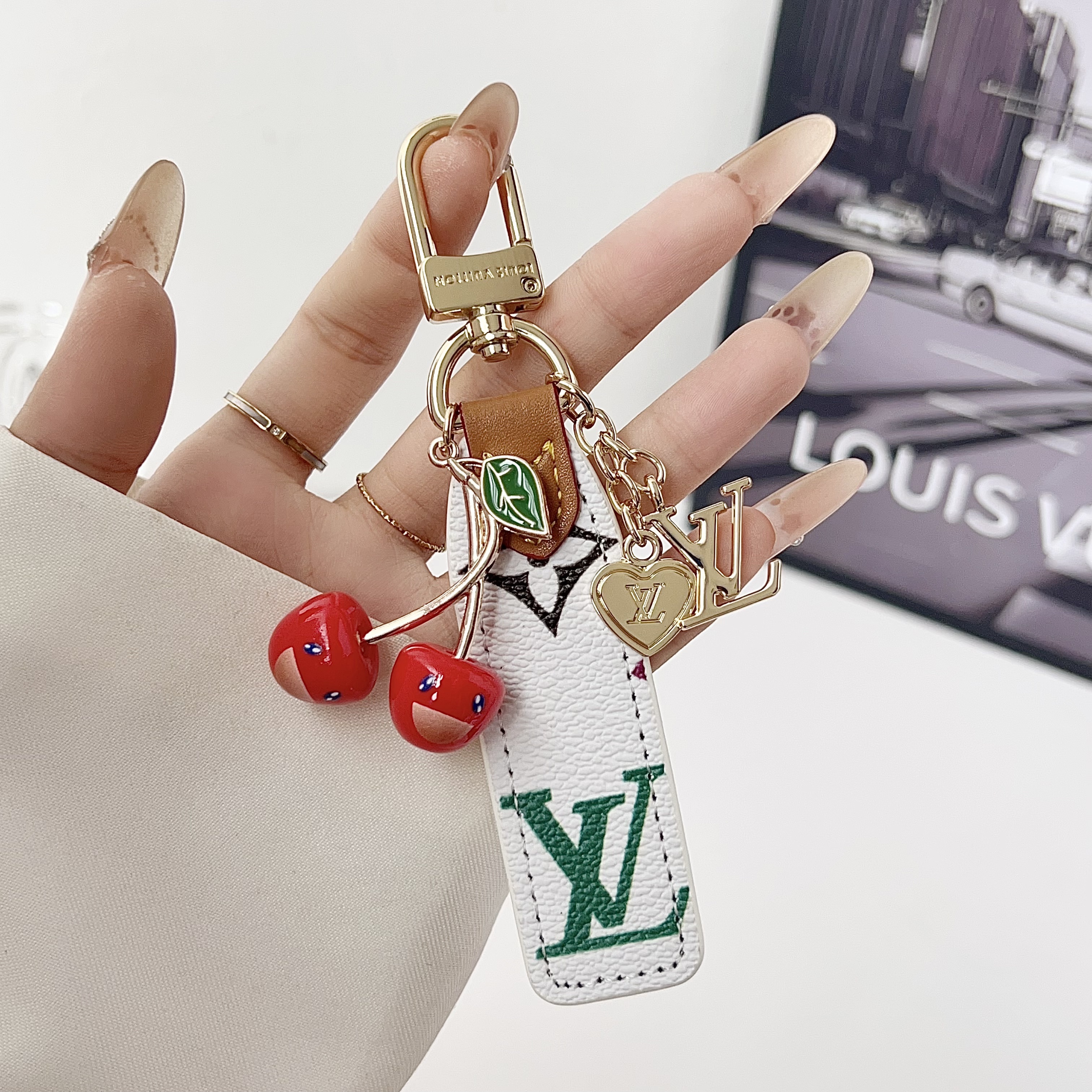 Louis Vuitton Luxury Cherry Pendant Keychain