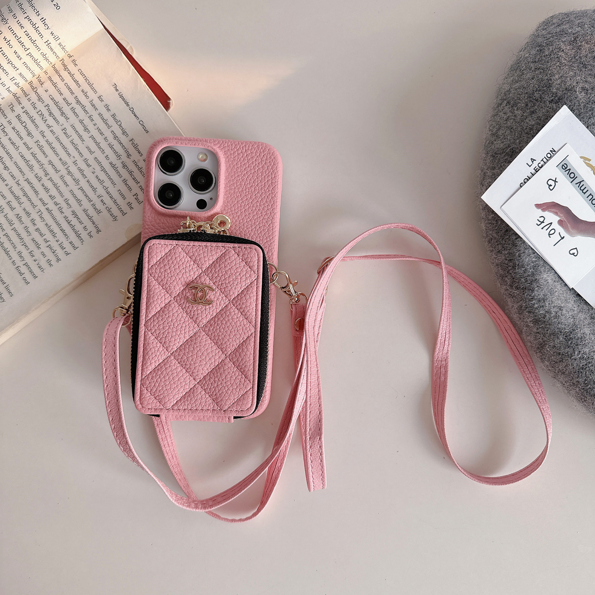 Chanel Leather iPhone Wallet Case With Crossbody Strap