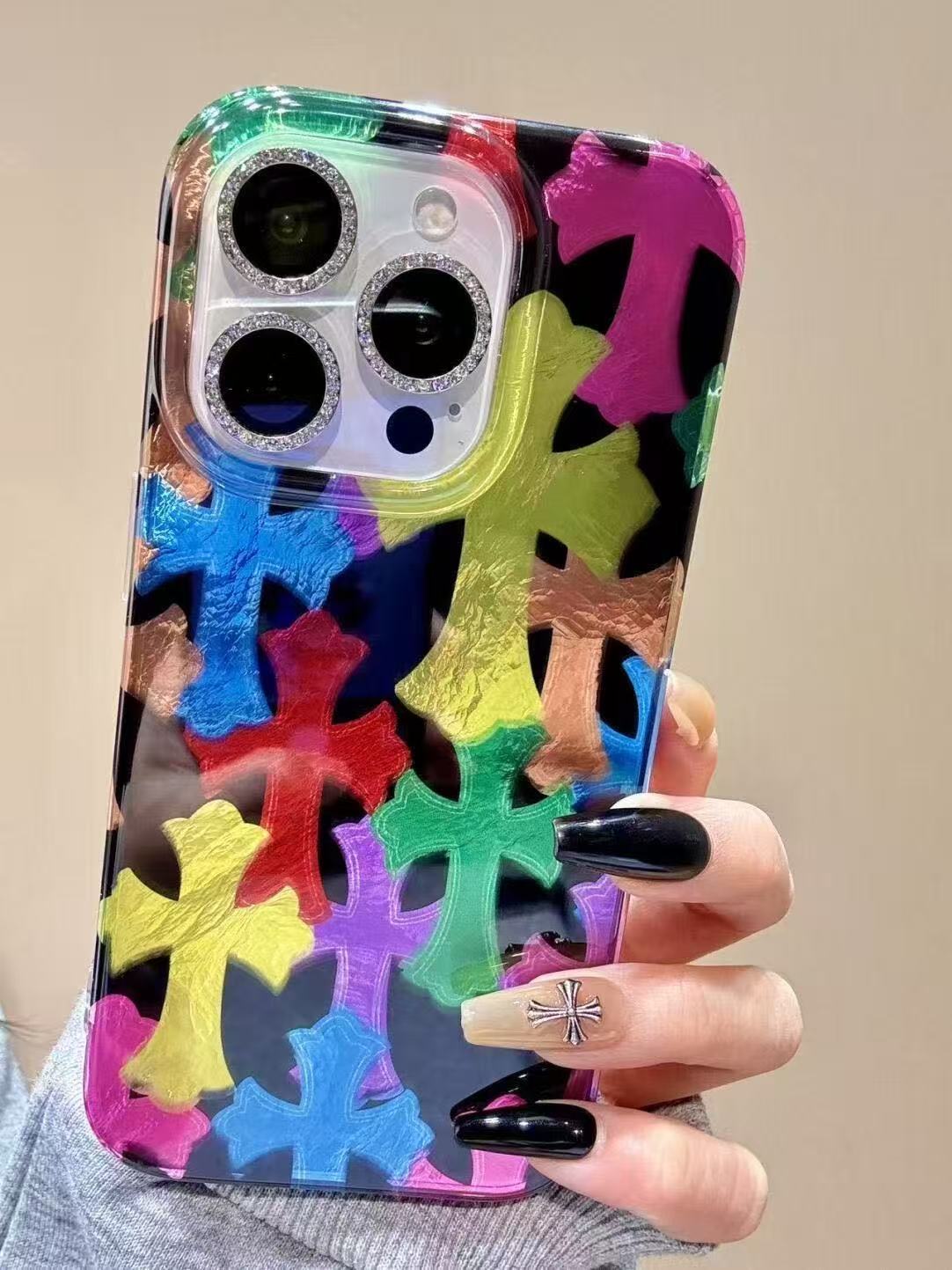 Chrome Hearts iPhone Case- Colorful shell pattern glitter