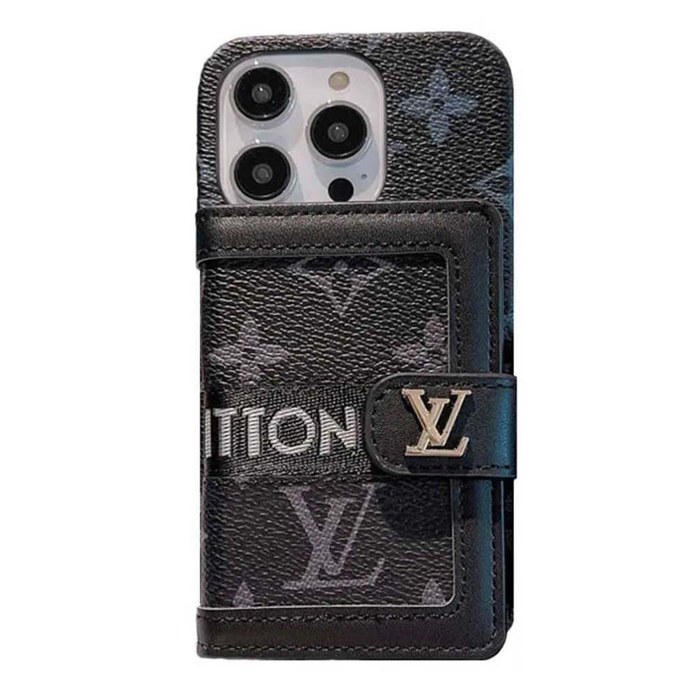 Monogram Leather iPhone Wallet Case With Crossbody Strap