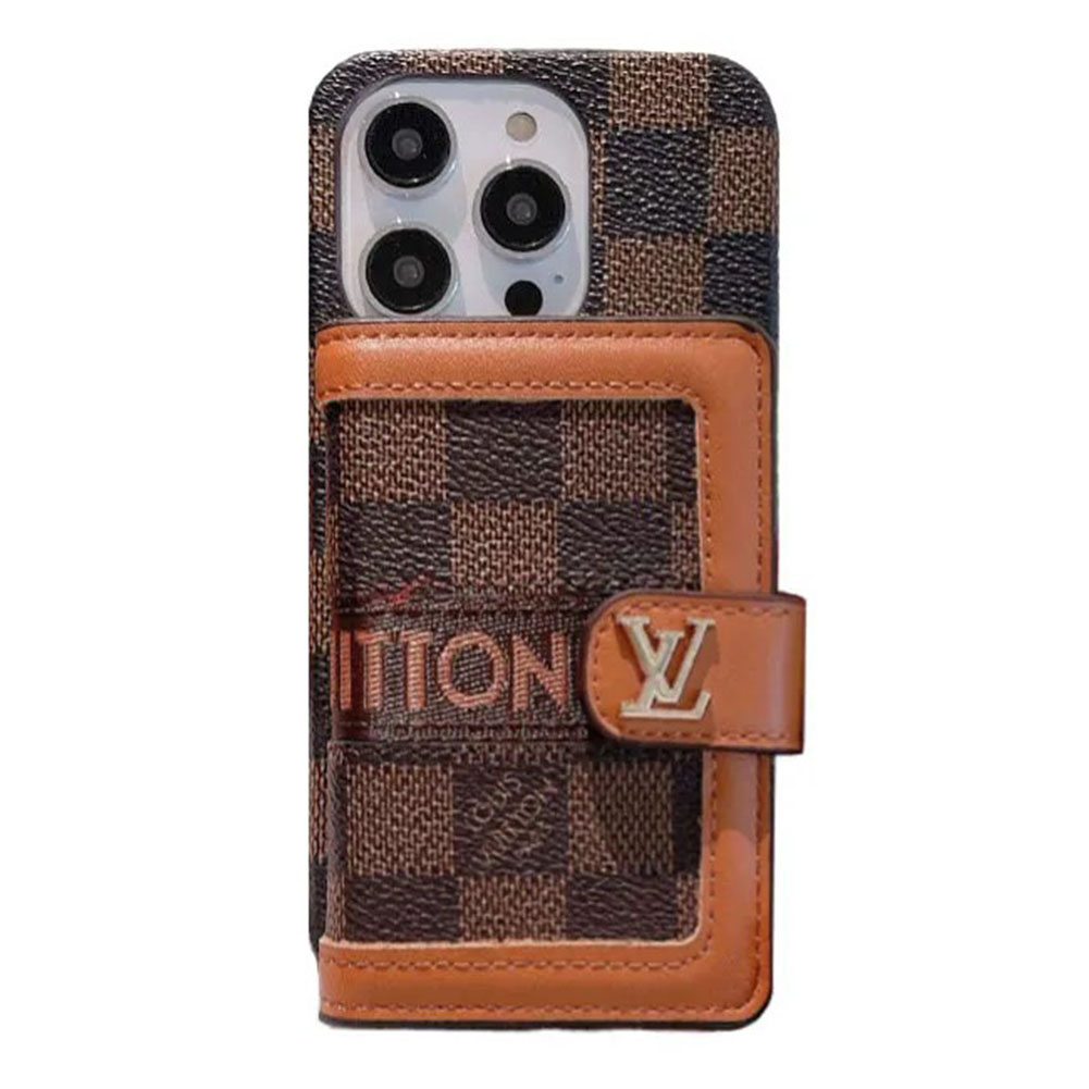 Monogram Leather iPhone Wallet Case With Crossbody Strap