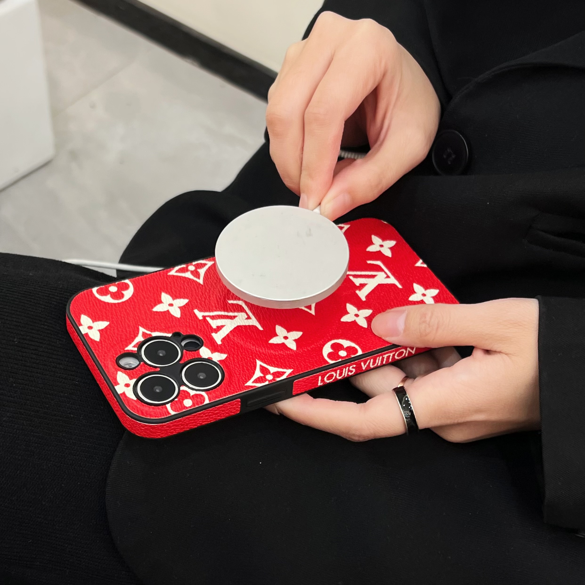 Louis Vuitton Red Leather Magsafe iPhone Case