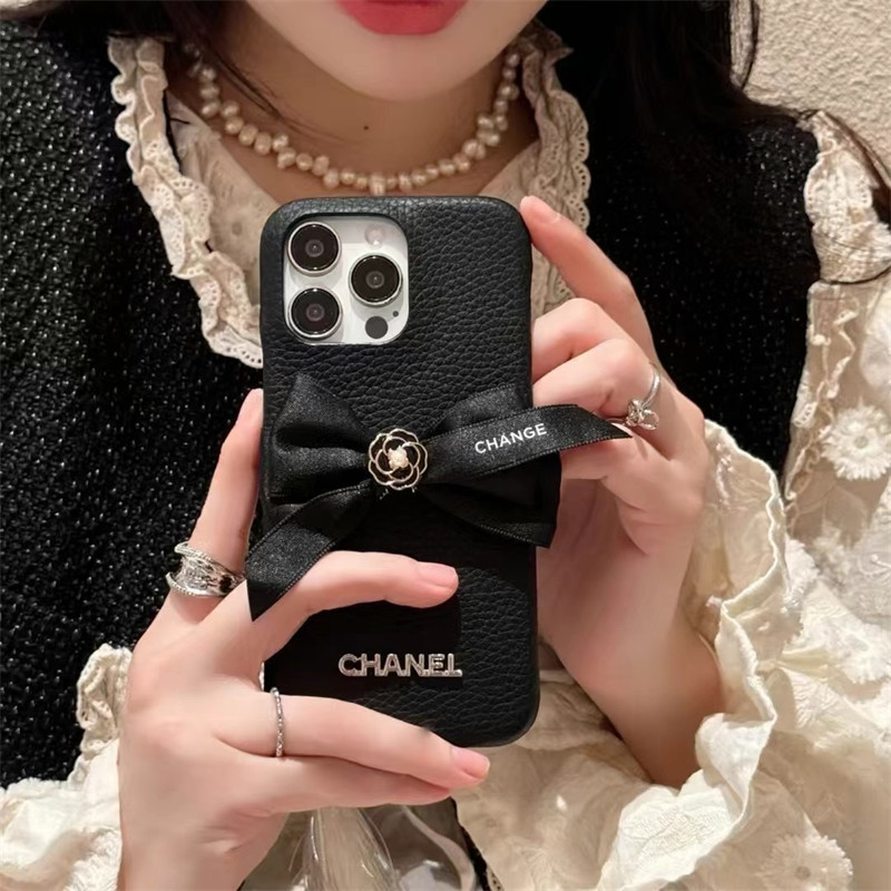 Camellia Bow Leather CC iPhone Case