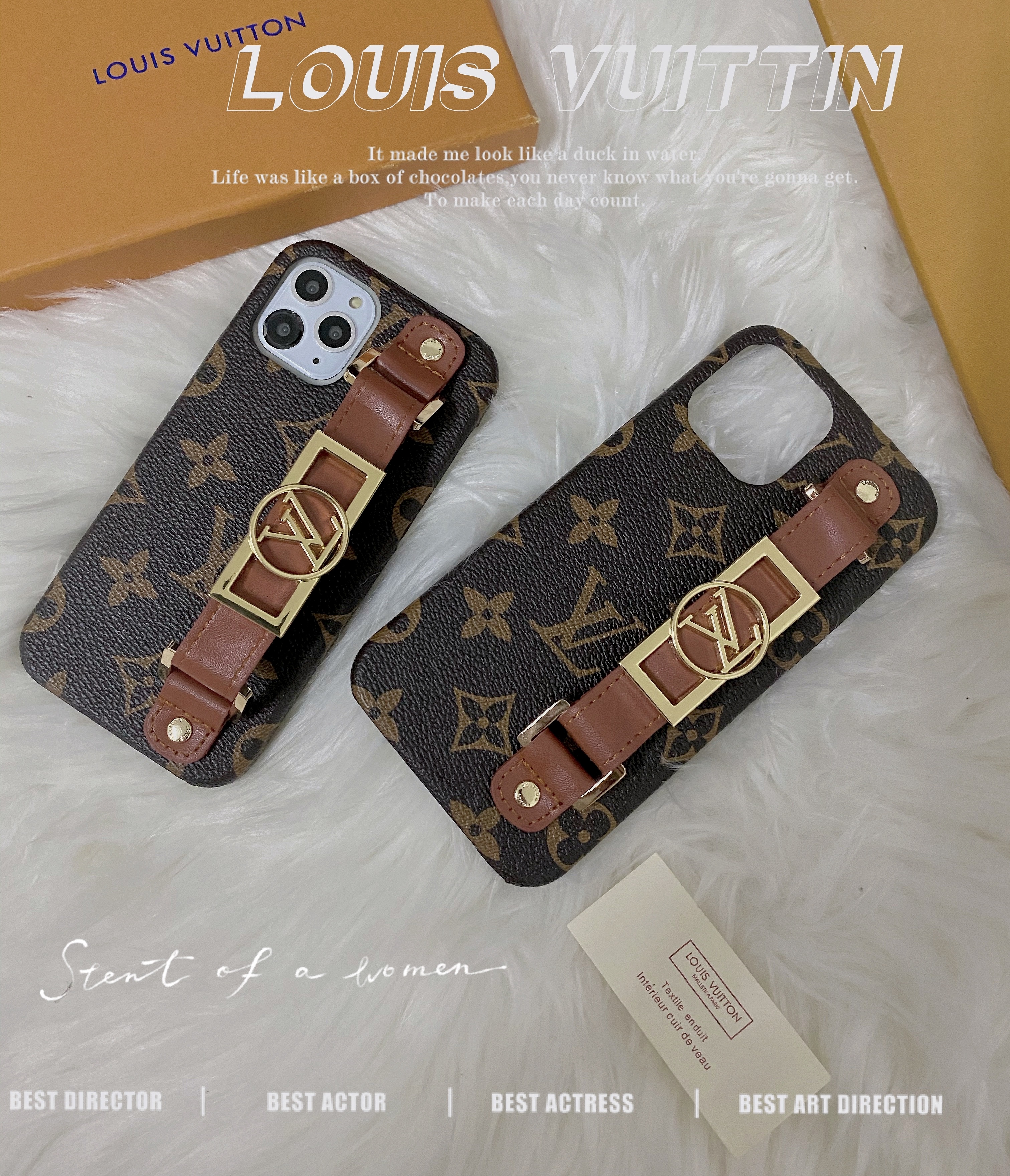 Leather Monogram iPhone Case With Holder