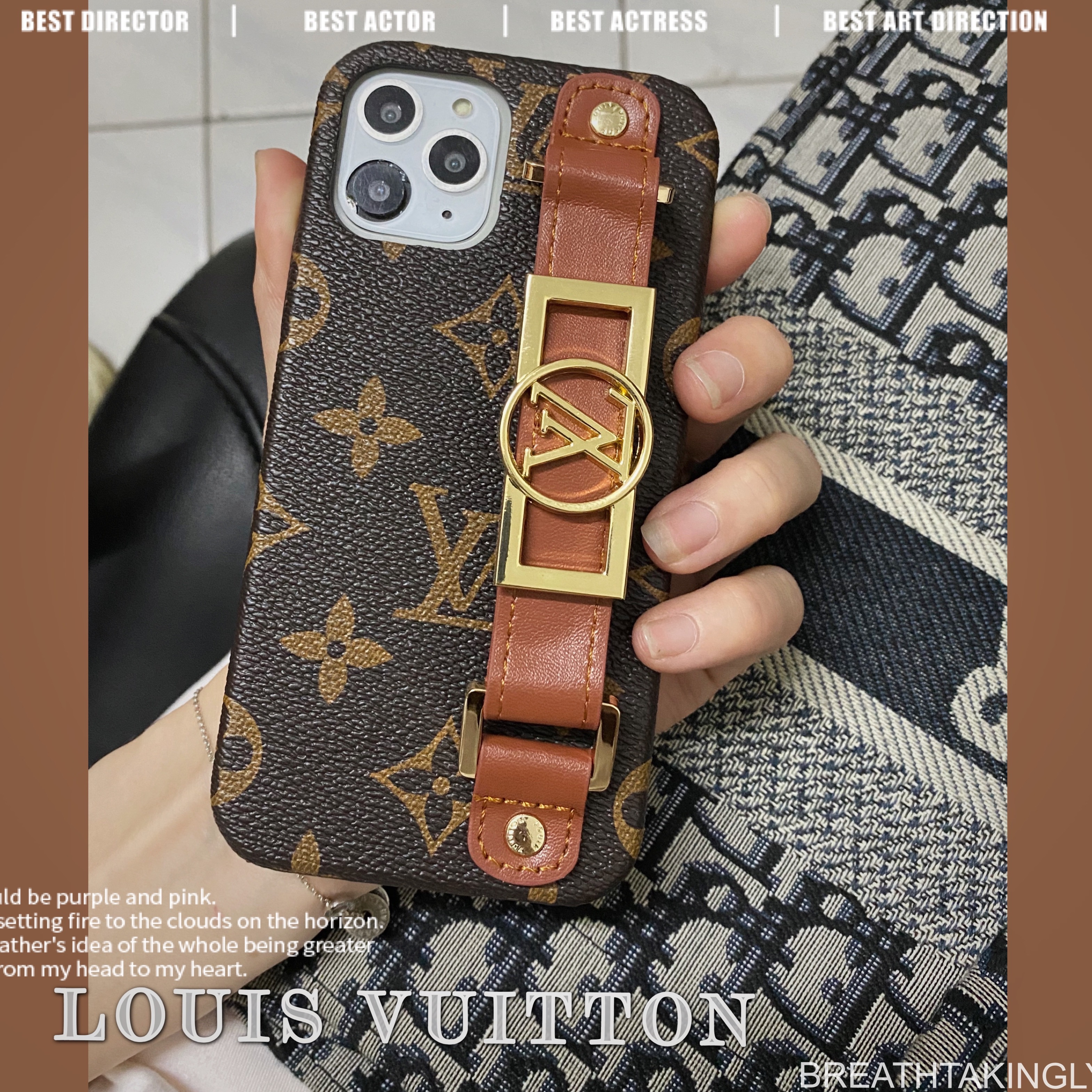 Leather Monogram iPhone Case With Holder