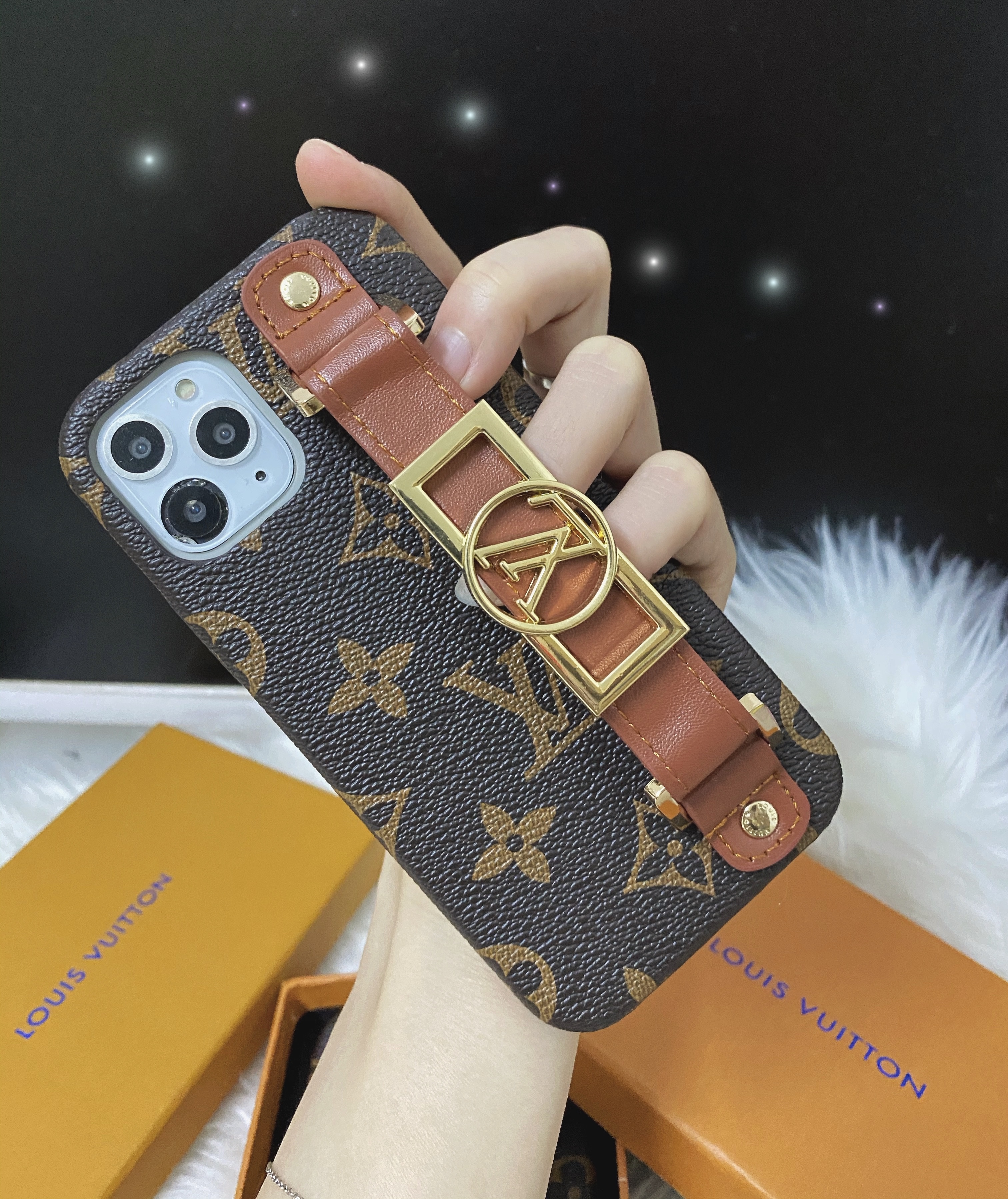 Leather Monogram iPhone Case With Holder
