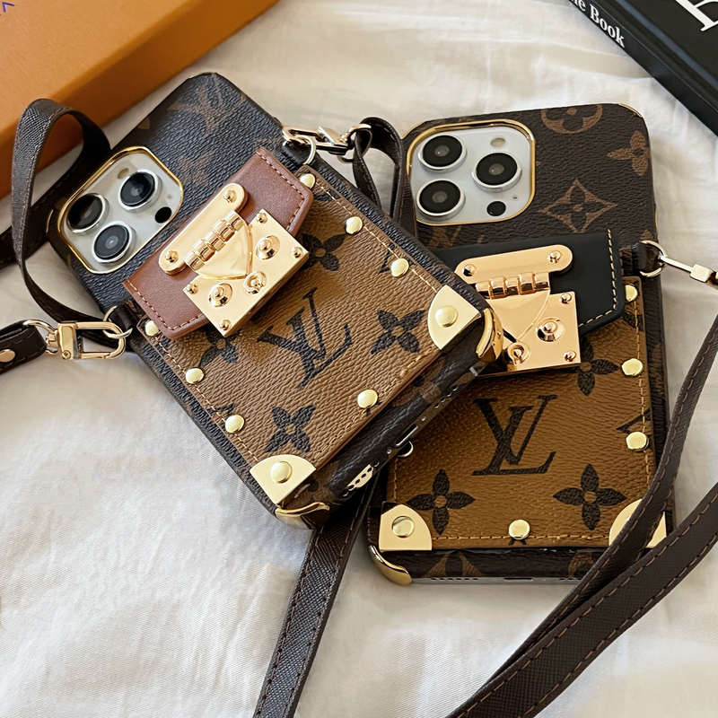 Monogram Leather iPhone Wallet Case With Crossbody Strap