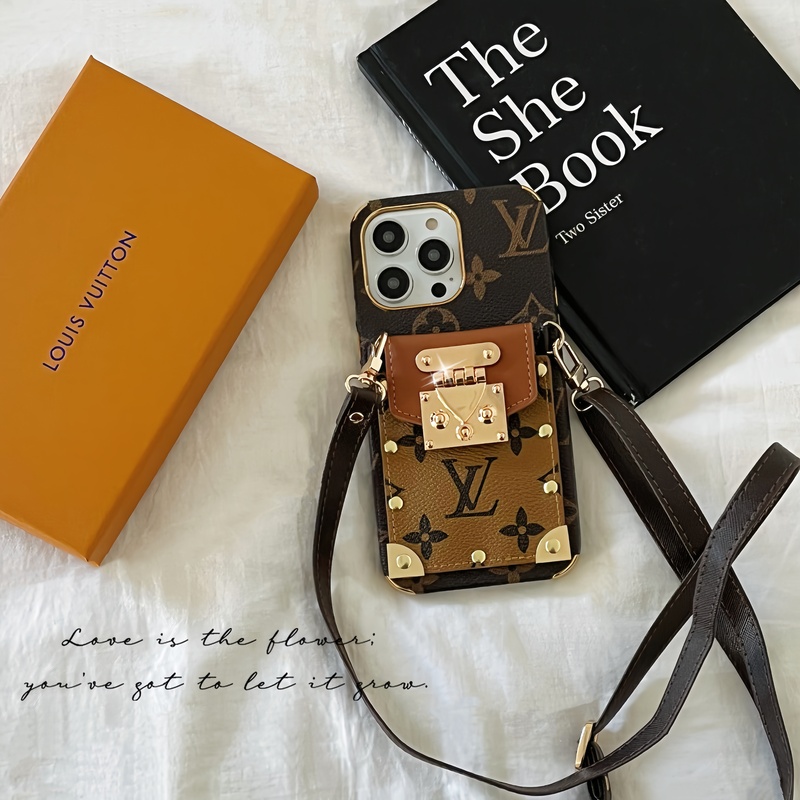 Monogram Leather iPhone Wallet Case With Crossbody Strap