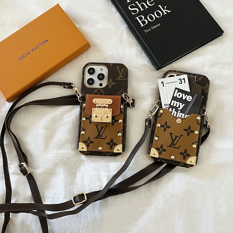 Monogram Leather iPhone Wallet Case With Crossbody Strap