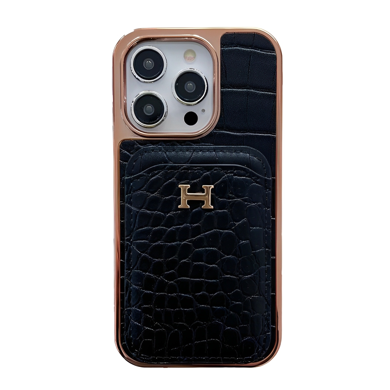 Faux Crocodile Leather H iPhone Wallet Case