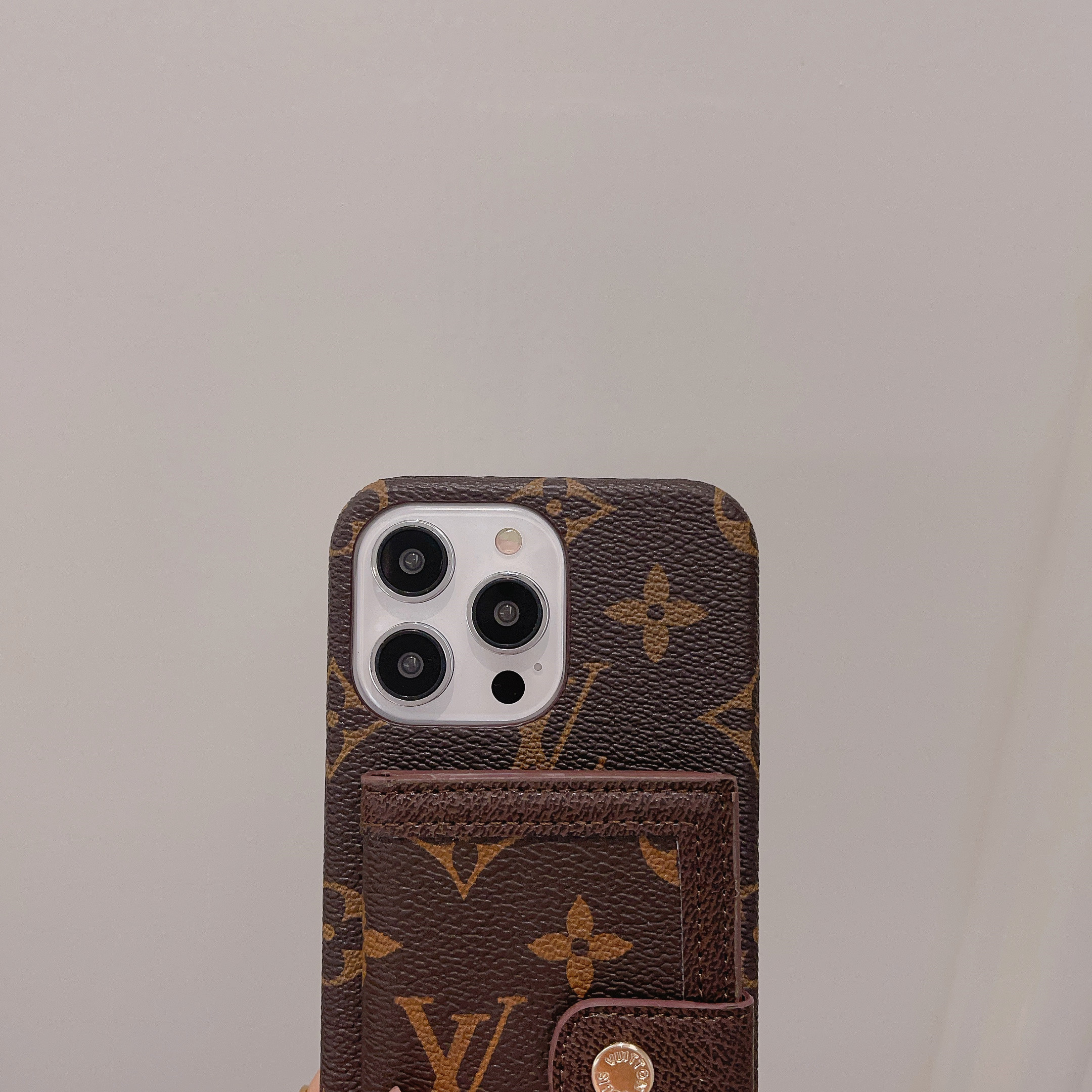 Monogram Leather iPhone Wallet Case