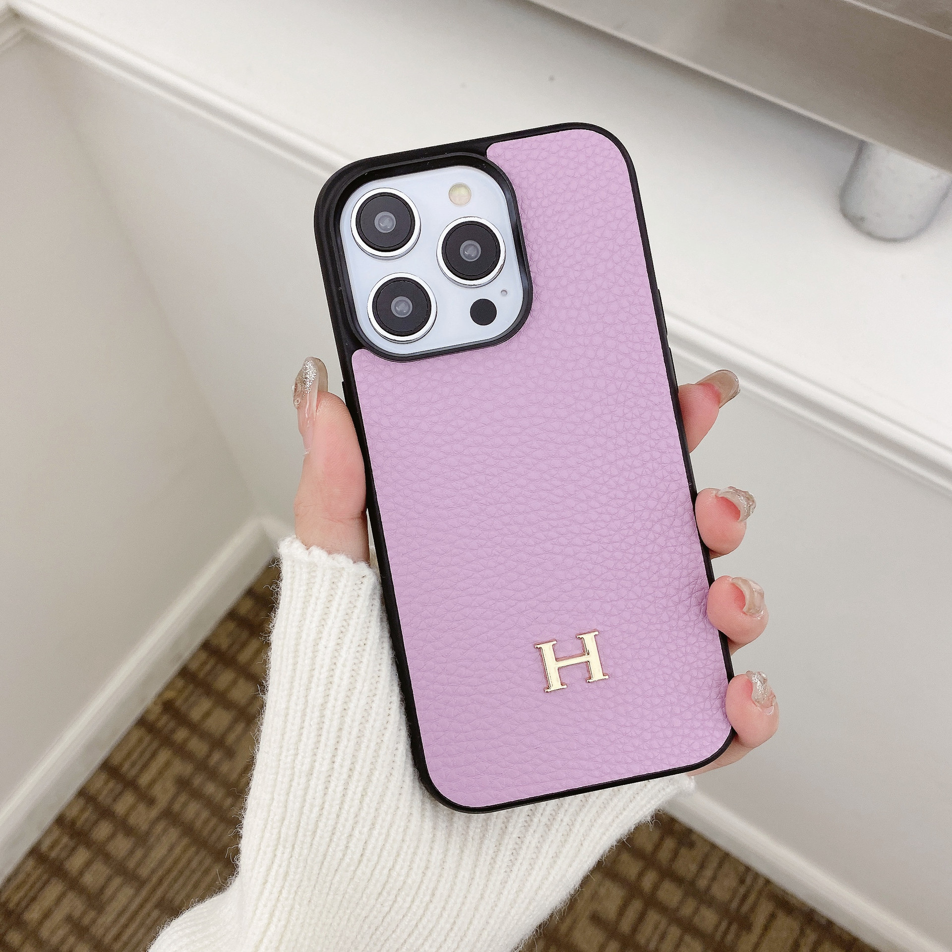 Leather H iPhone  Case-Litchi Pattern