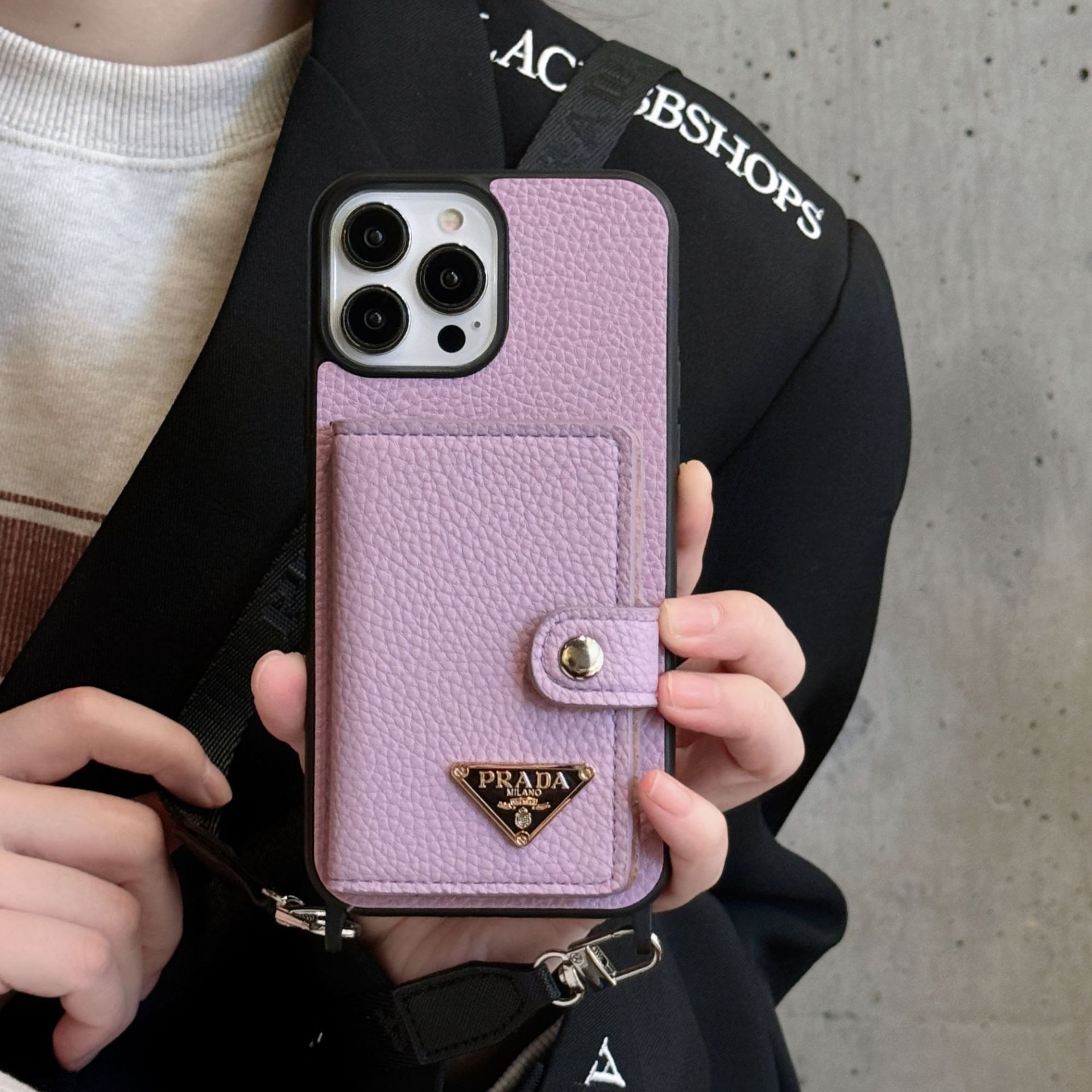 Leather iPhone Wallet Case With Crossbody Strap