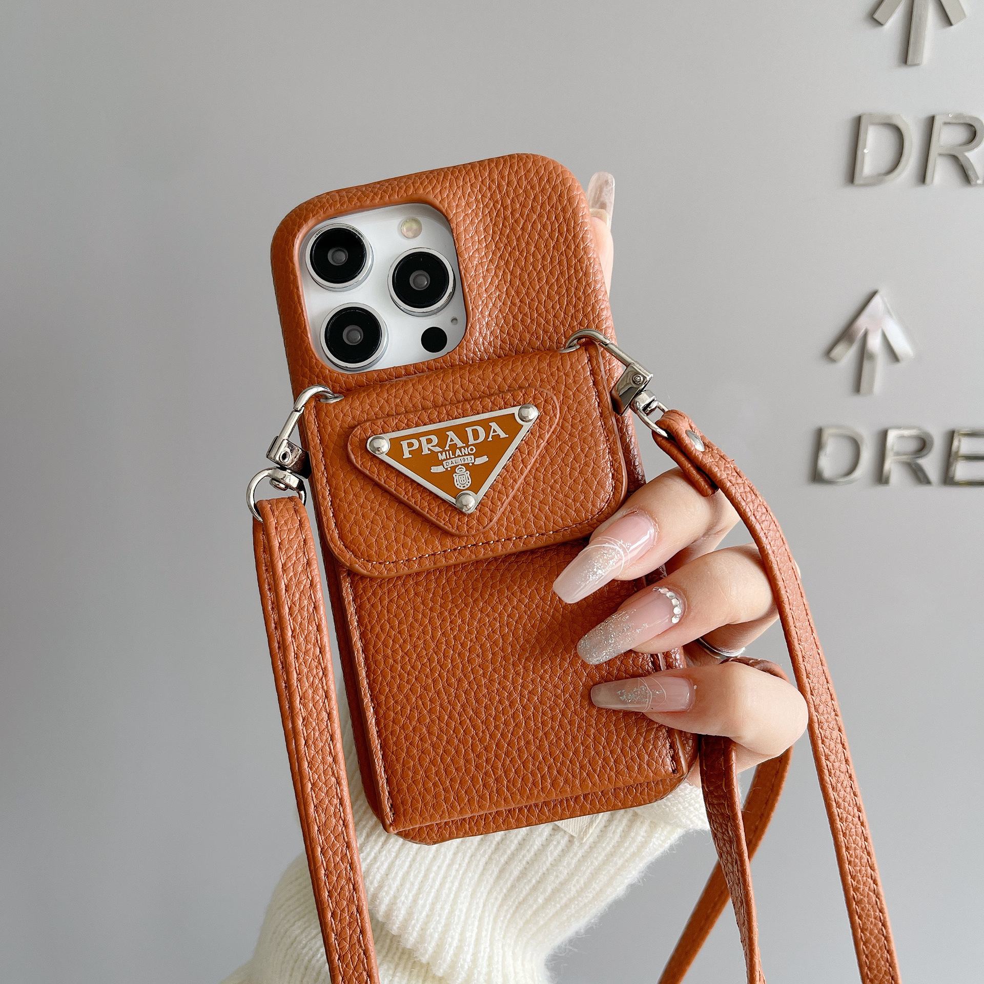 Prada Leather iPhone Wallet Case With Crossbody Strap