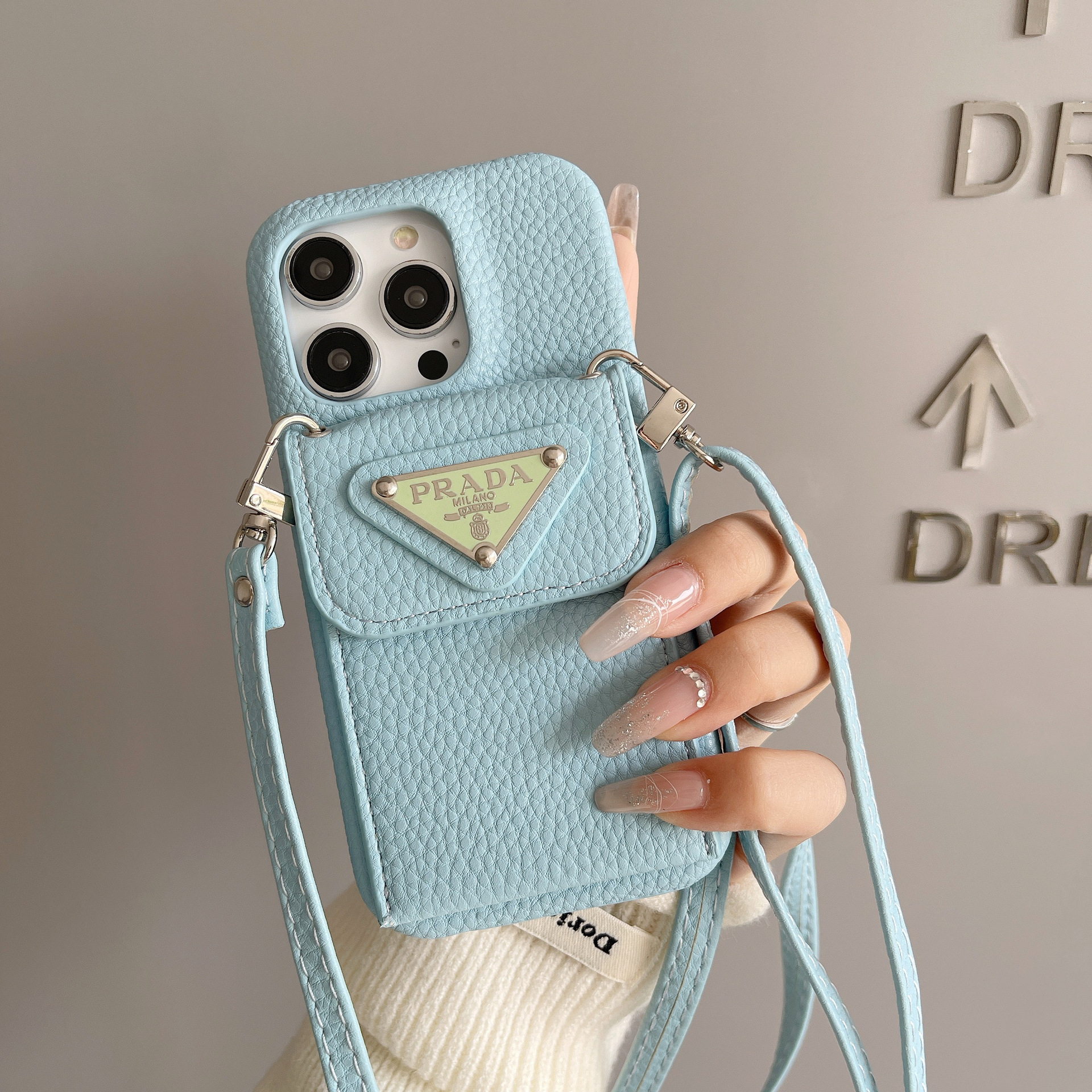 Prada Leather iPhone Wallet Case With Crossbody Strap