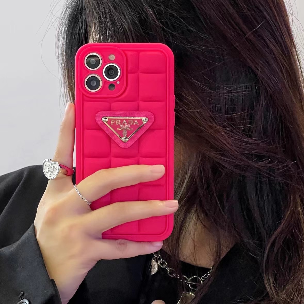 Checkered Metal Triangle Label PR iPhone Case